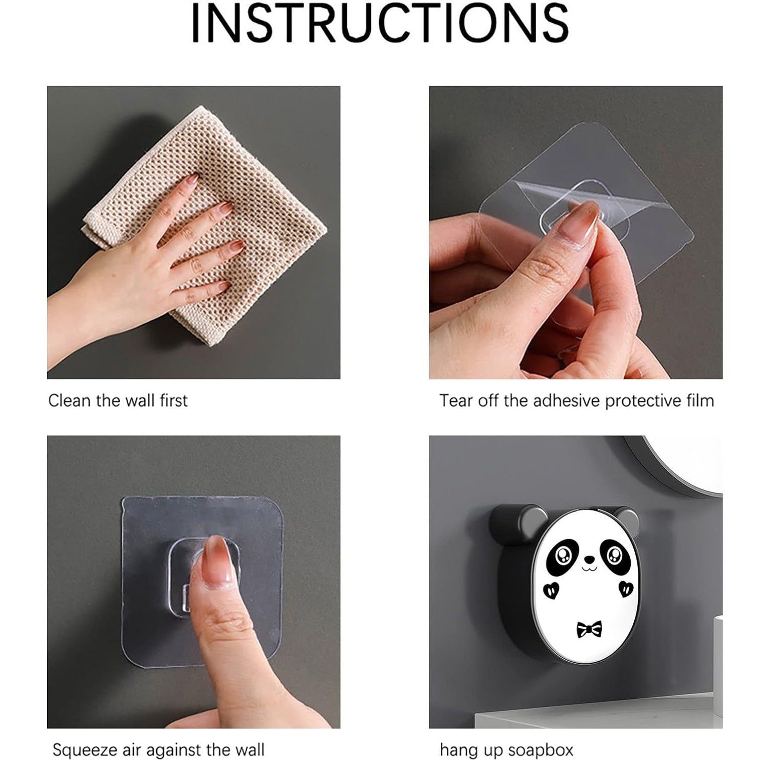 Plastic Cute Panda Soap Box – Wall Mounted Flip-Top Drain Soap Case (1 Pc) - Image 4