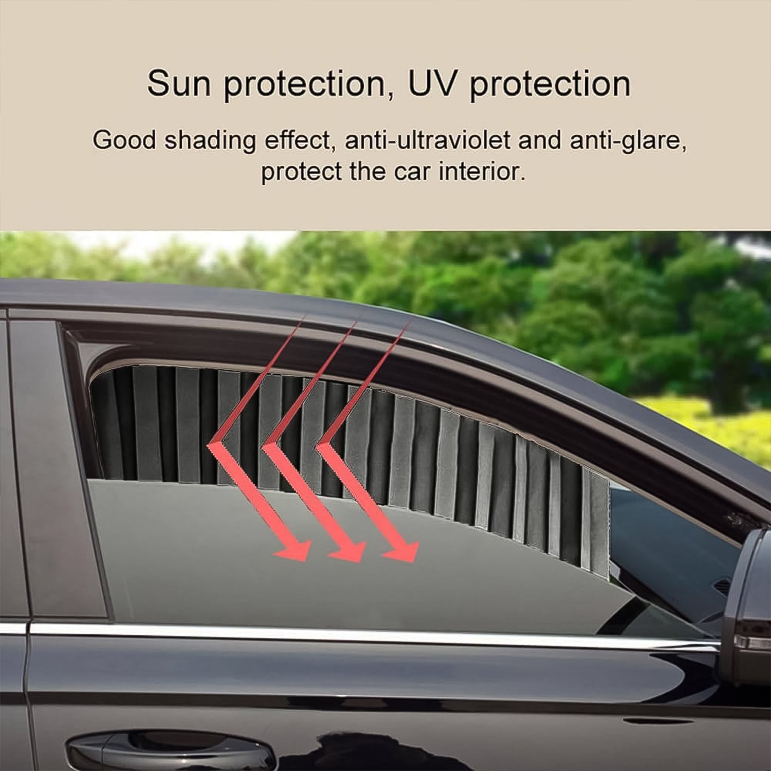 Car Window Curtain Sunshade | 4 Pcs Set with Hooks & Tapes - Image 4