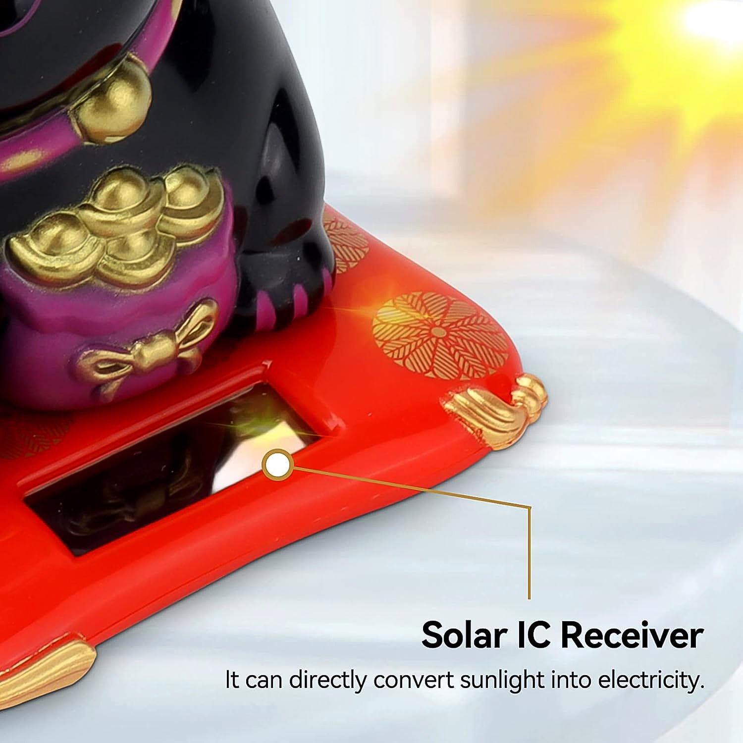 Solar Powered Happy Cat Beautiful with Arm Waves Wealth Cat (1 Pc / Mix Color) - Image 4