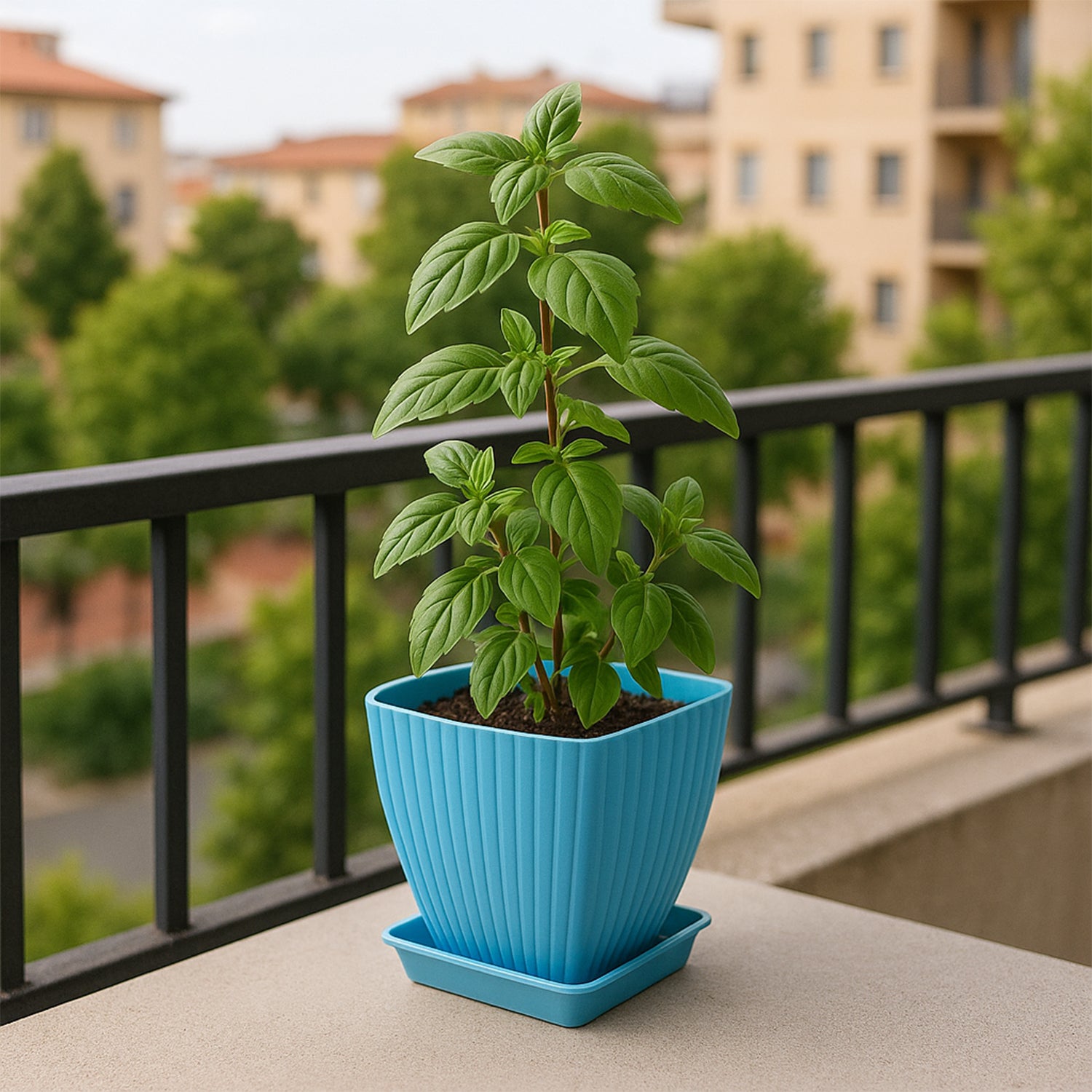 Trendy Square Plastic Flower Pots Set of 5 - Image 4
