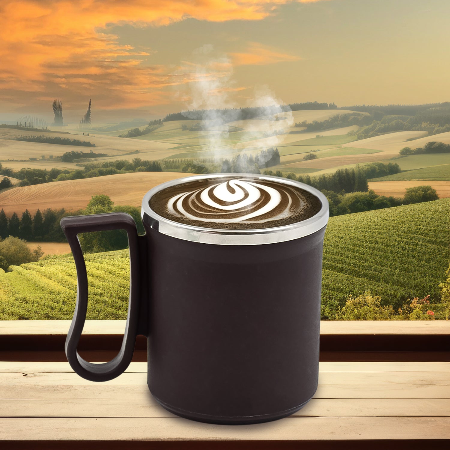 Coffee Mug with Lid and Handle-Plastic Covered Stainless Steel Mug (Random Color, Approx 200 ML) - Image 6