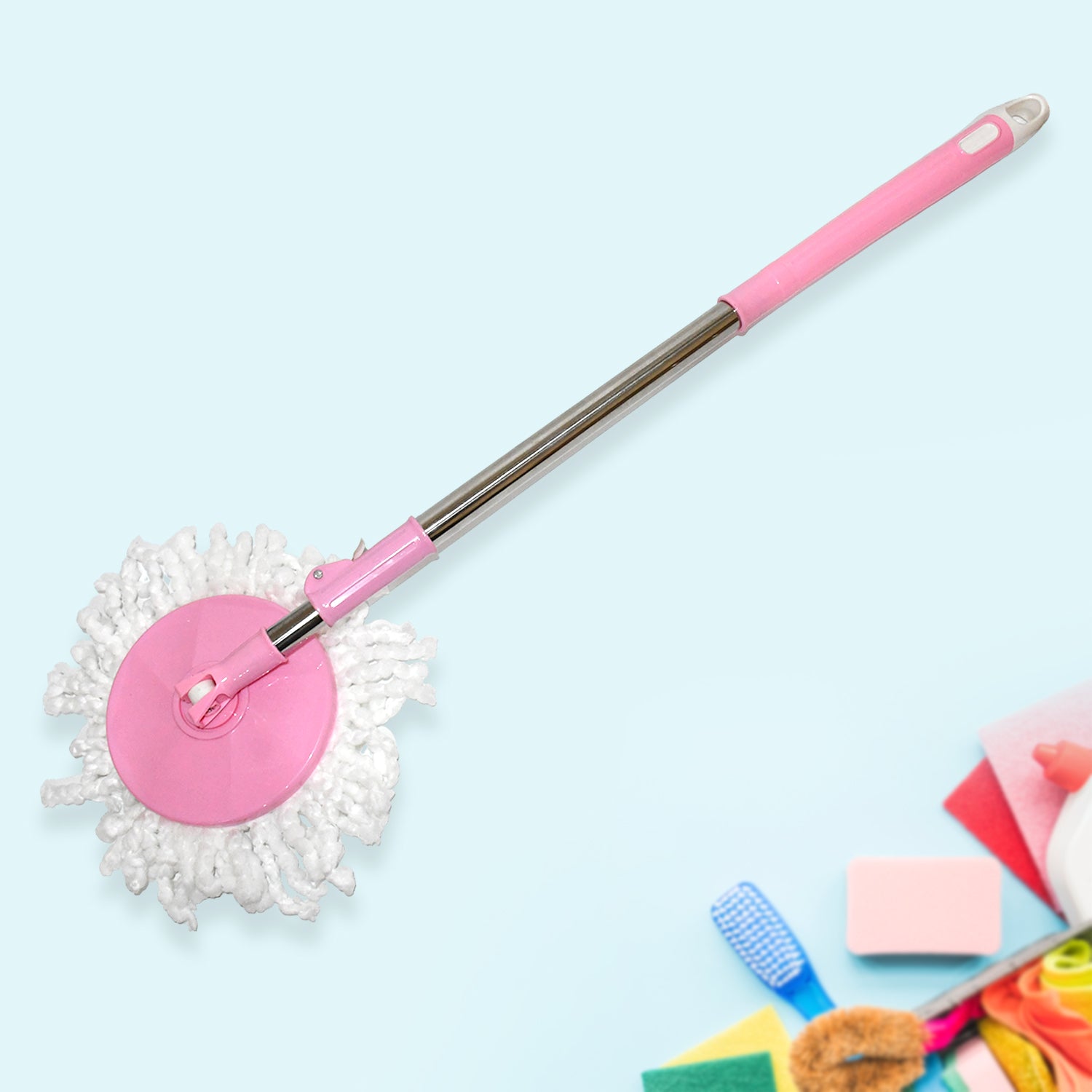 Home Cleaning Stainless Steel 360° Rotating Pole - Microfiber Mop with Adjustable Rod Stick Mix Color) - Image 5