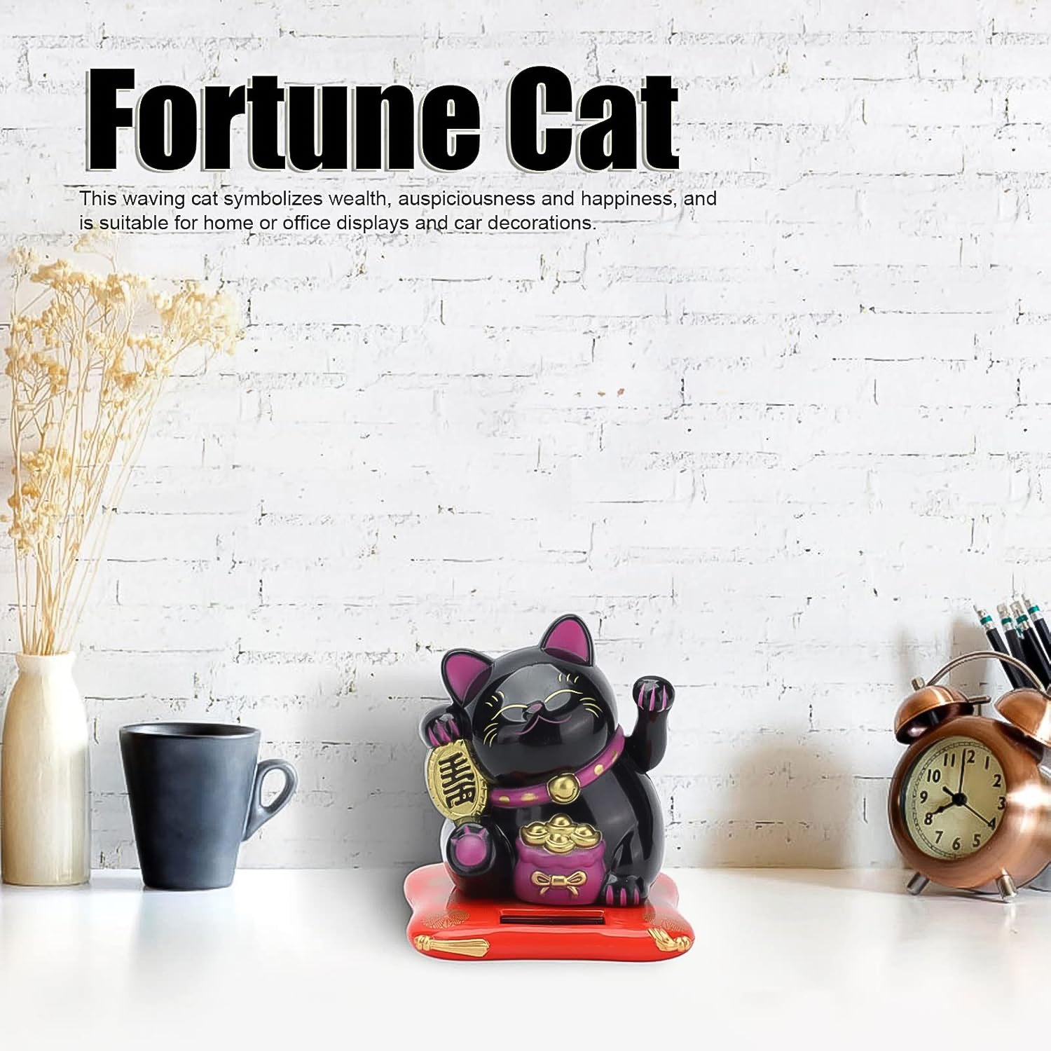 Solar Powered Happy Cat Beautiful with Arm Waves Wealth Cat (1 Pc / Mix Color) - Image 6