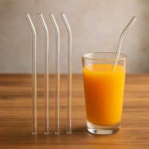 Reusable Glass Straws Clear Glass Drinking Straw 5Pc