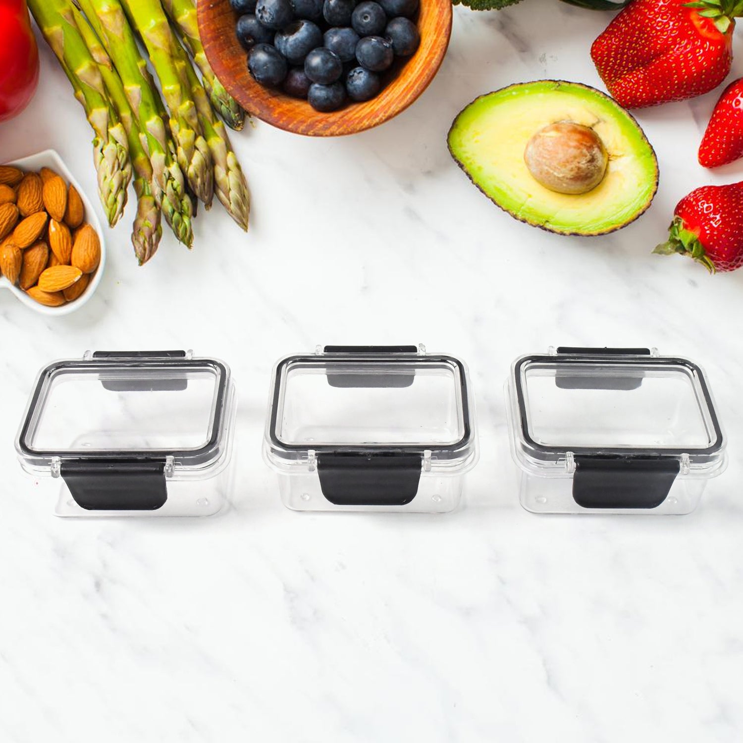 Kitchen Storage Container with Air Seal Lock Lid (3 Piece Set / 250 ML) - Image 4