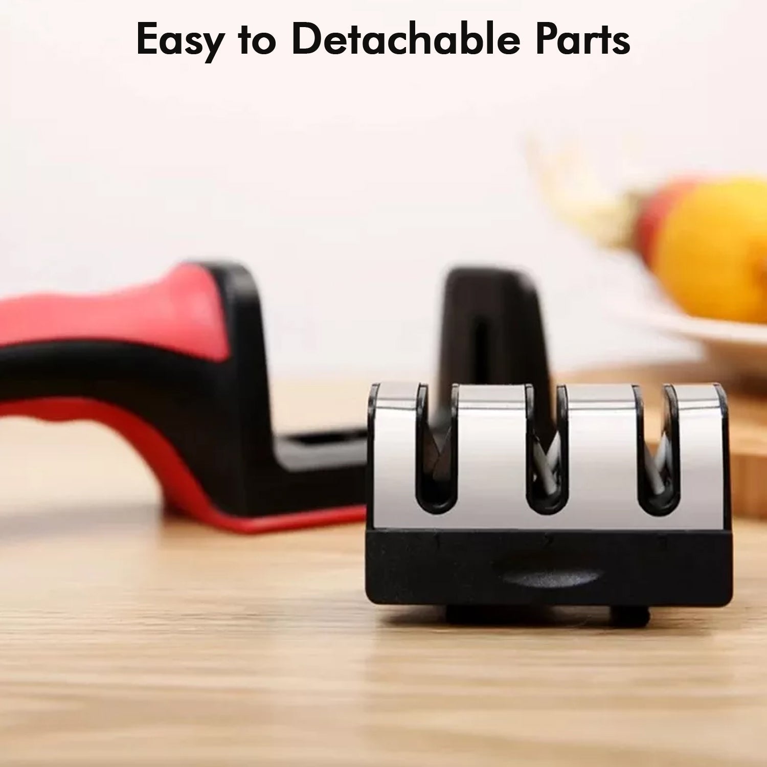 Manual Red & Black Knife Sharpener 3 Stage Sharpening Tool for Ceramic Knife and Steel Knives. - Image 7