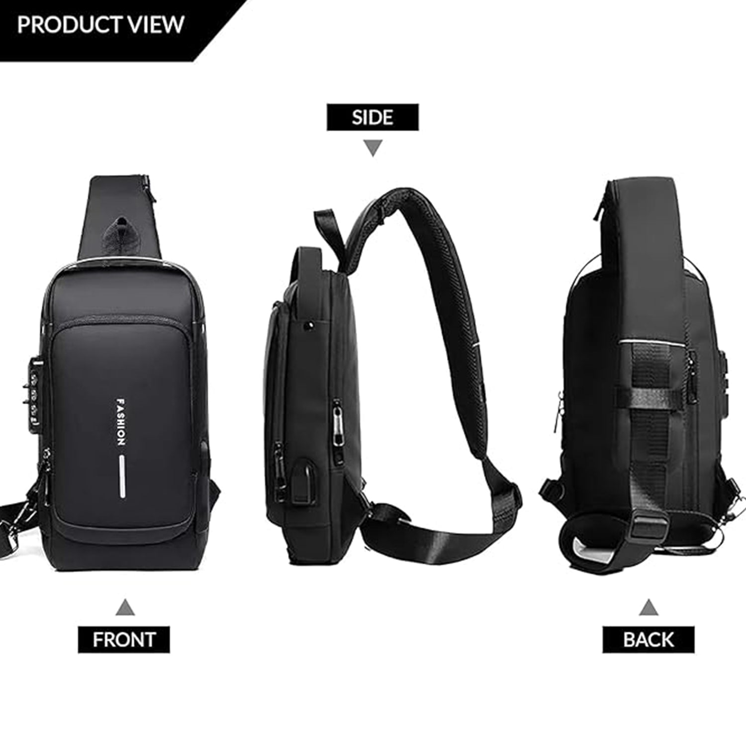 Trendy Anti-Theft Crossbody Sling Bag with USB Charging Port (1 Pc) - Image 8
