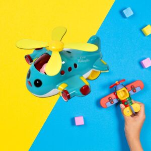 Helicopter Airplane Musical Toy - Electronic Moving Plane with Lights, for 6-18 Months, Encourages Crawling