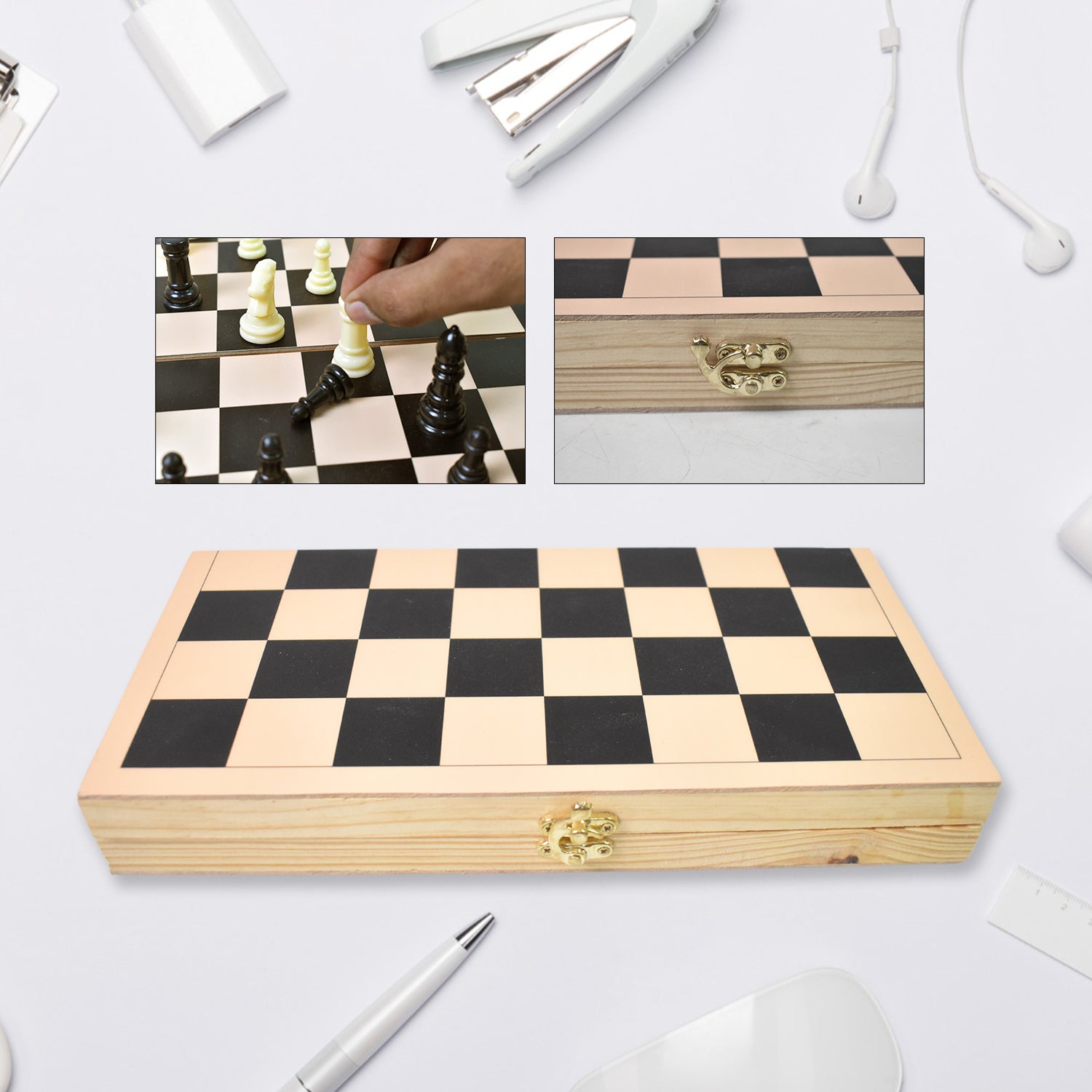Folding Wooden Chess Board Set (30 × 30 Cm / 1 Set) - Image 4