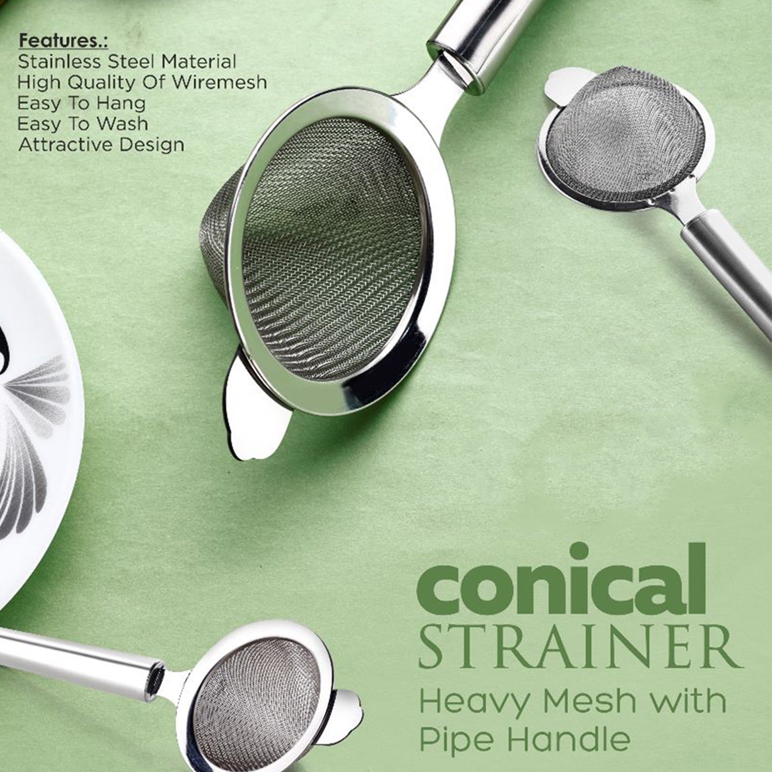 Apex Premium Conical Tea Strainer with Pipe Handle - Image 4