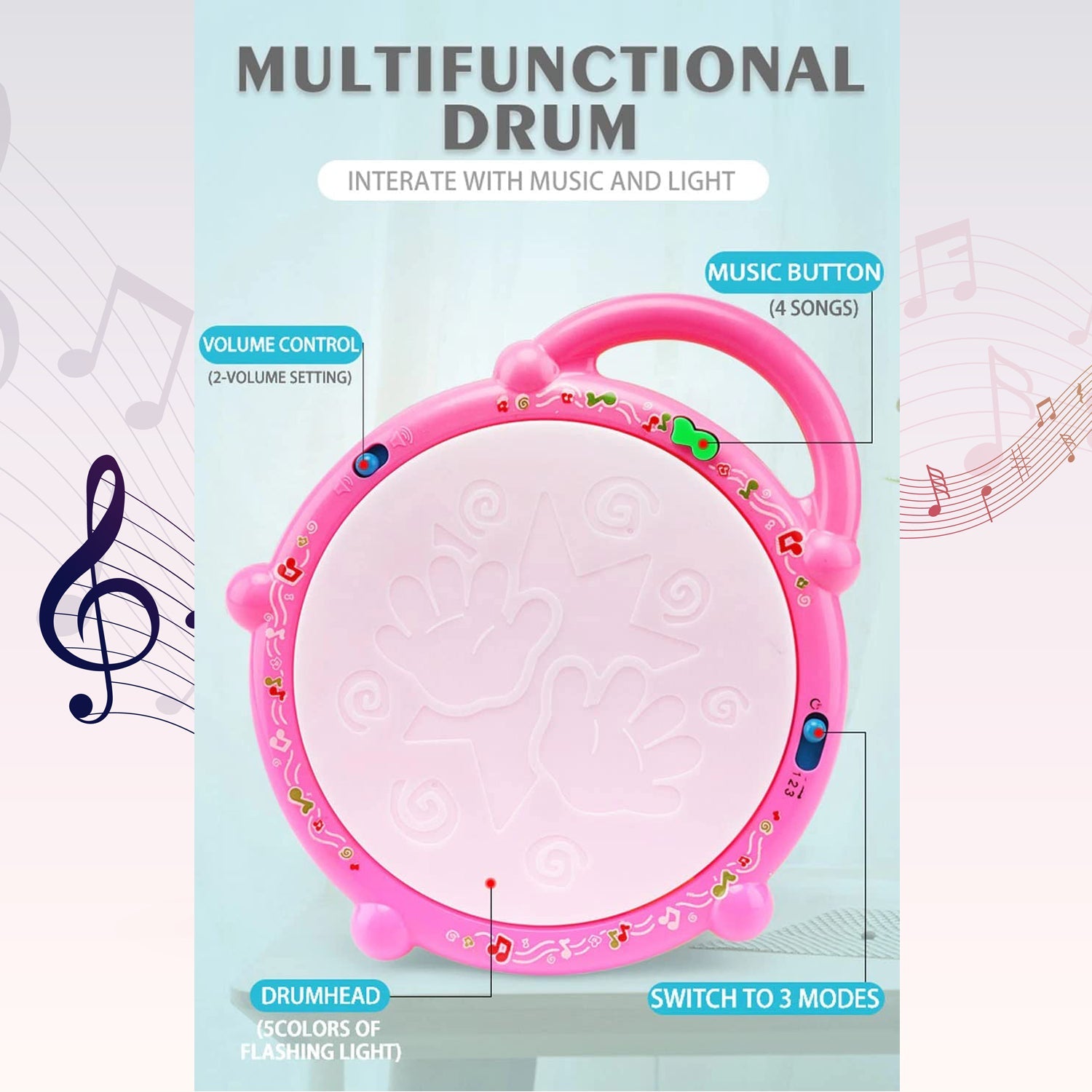 Flash Drum Toy – Colorful Musical Drum with Light Effects, Best Gift for Kids - Image 6