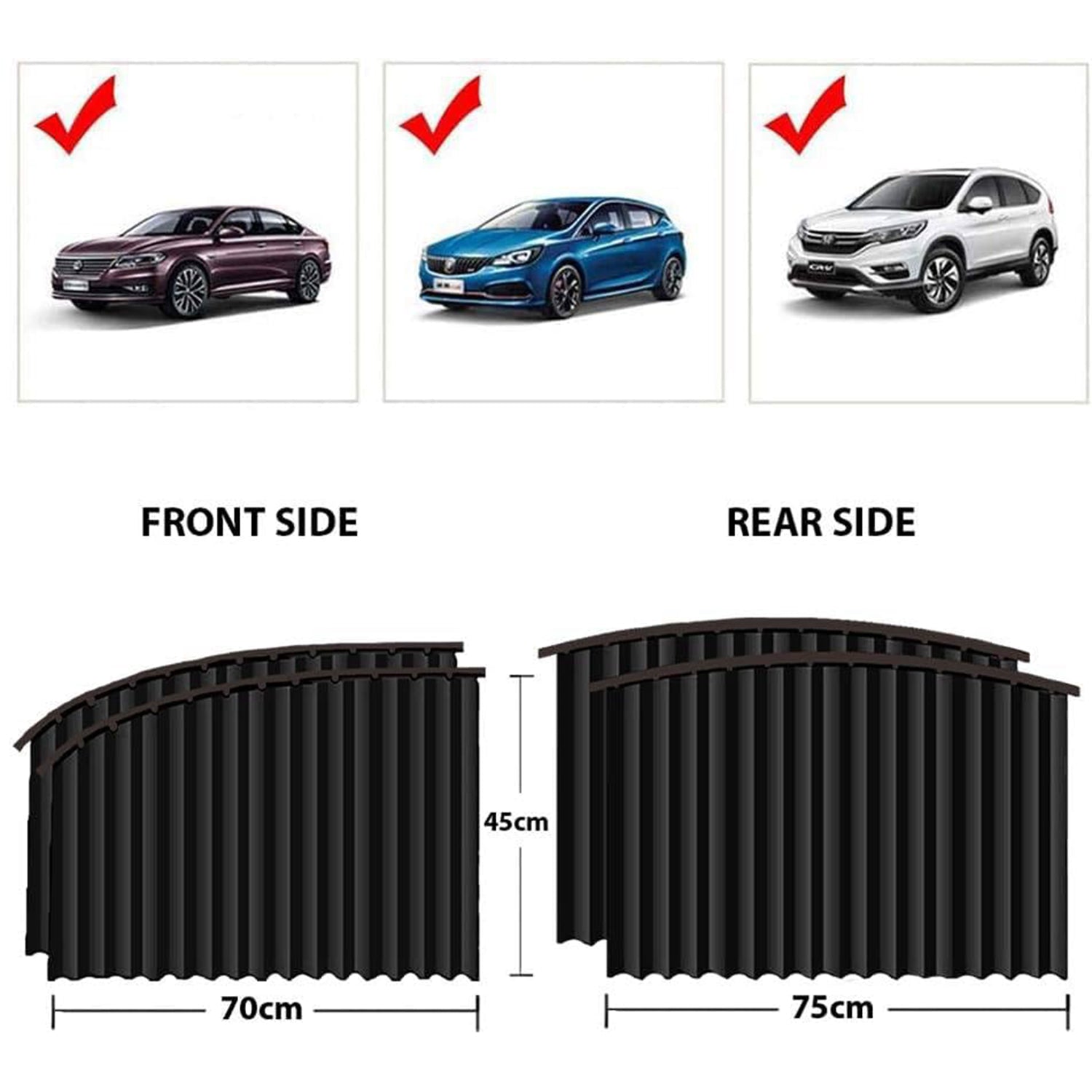 Car Window Curtain Sunshade | 4 Pcs Set with Hooks & Tapes - Image 6