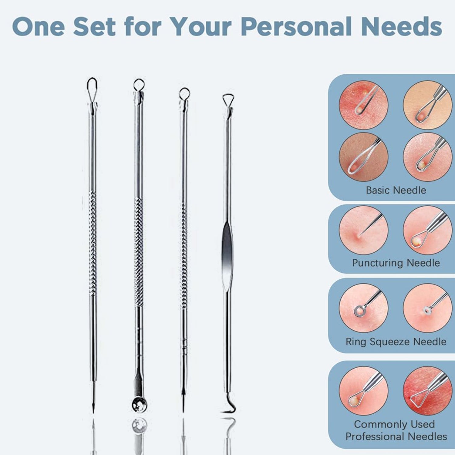 Blackhead Remover, 4-in-1 Stainless Steel Pimple Extractor Tool (1 Pc) - Image 3