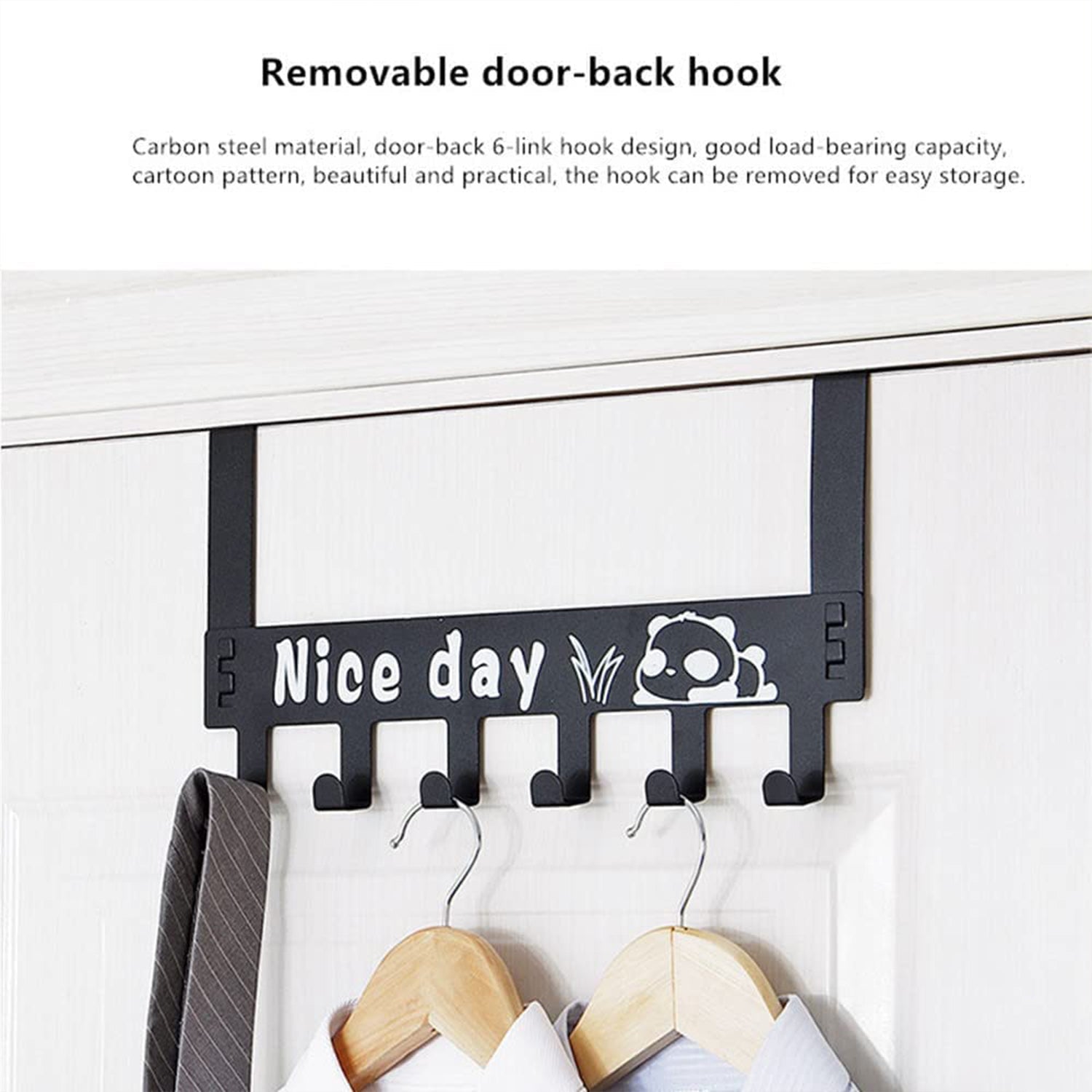 Heavy-Duty Carbon Steel Over Door Hook Rack for Towels & Coats (1 Pc, 6 Hooks) - Image 5