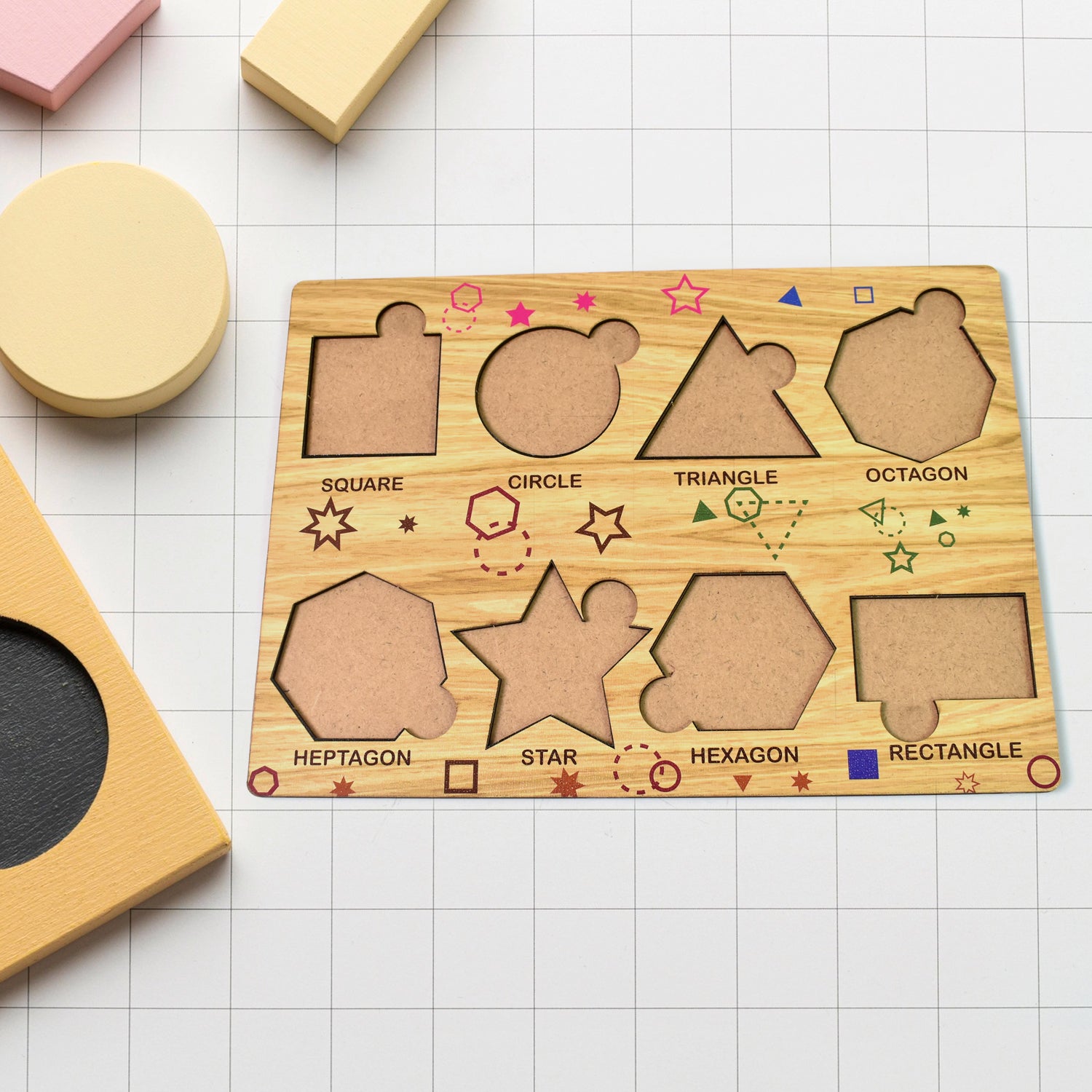 Wooden Triangles Puzzle Learning Educational Board (1 Set / 28×20 Cm) - Image 6