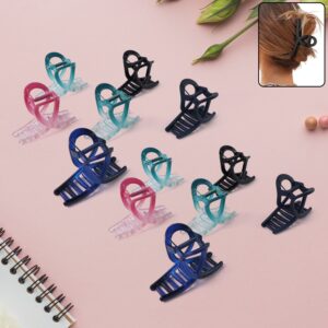 Plastic Hair Clamp Grip, Simple Matte Hair Barrette Clamp (12 Pc / Mix Design)