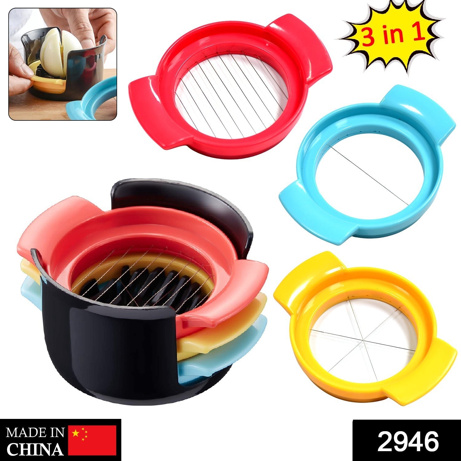 Multifunctional 3-in-1 Egg Cutter - Stainless Steel Slicing Tool with Durable Wires - Image 2