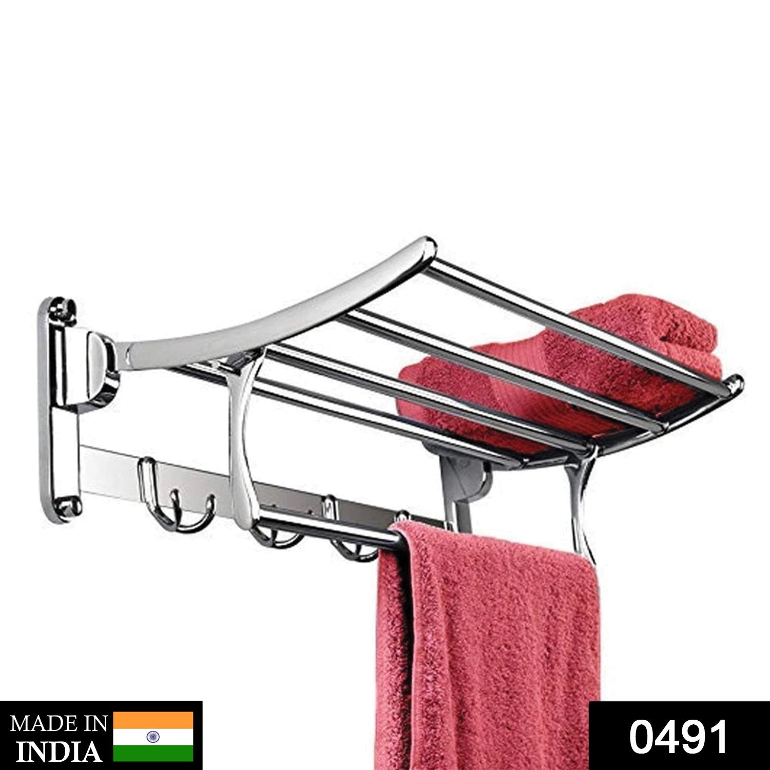 Stainless Steel Folding Towel Rack Cum Towel Bar 18 Inch - Image 2