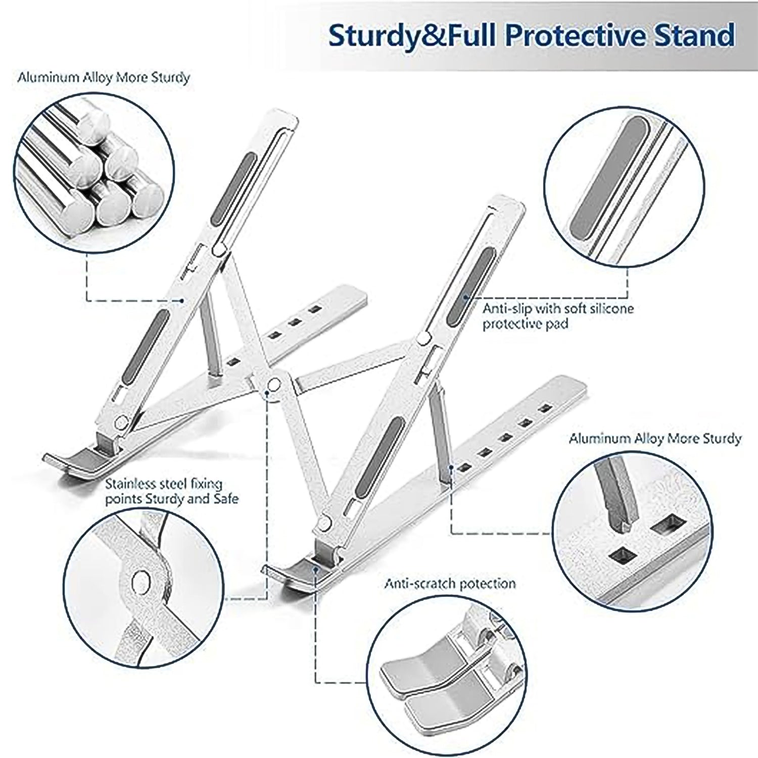 Home Foldable Height Adjustable Laptop Stand (1 Pc) - Image 6
