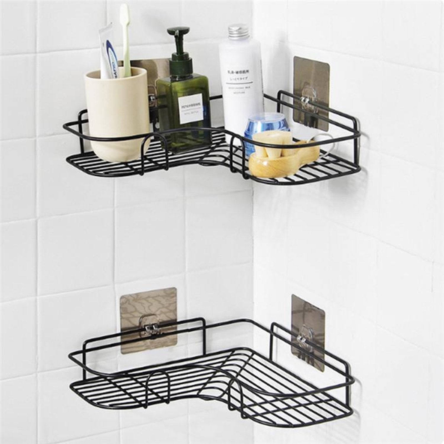 Self-Adhesive Kitchen-Bathroom Corner Shelf Organiser Storage Rack - Image 3