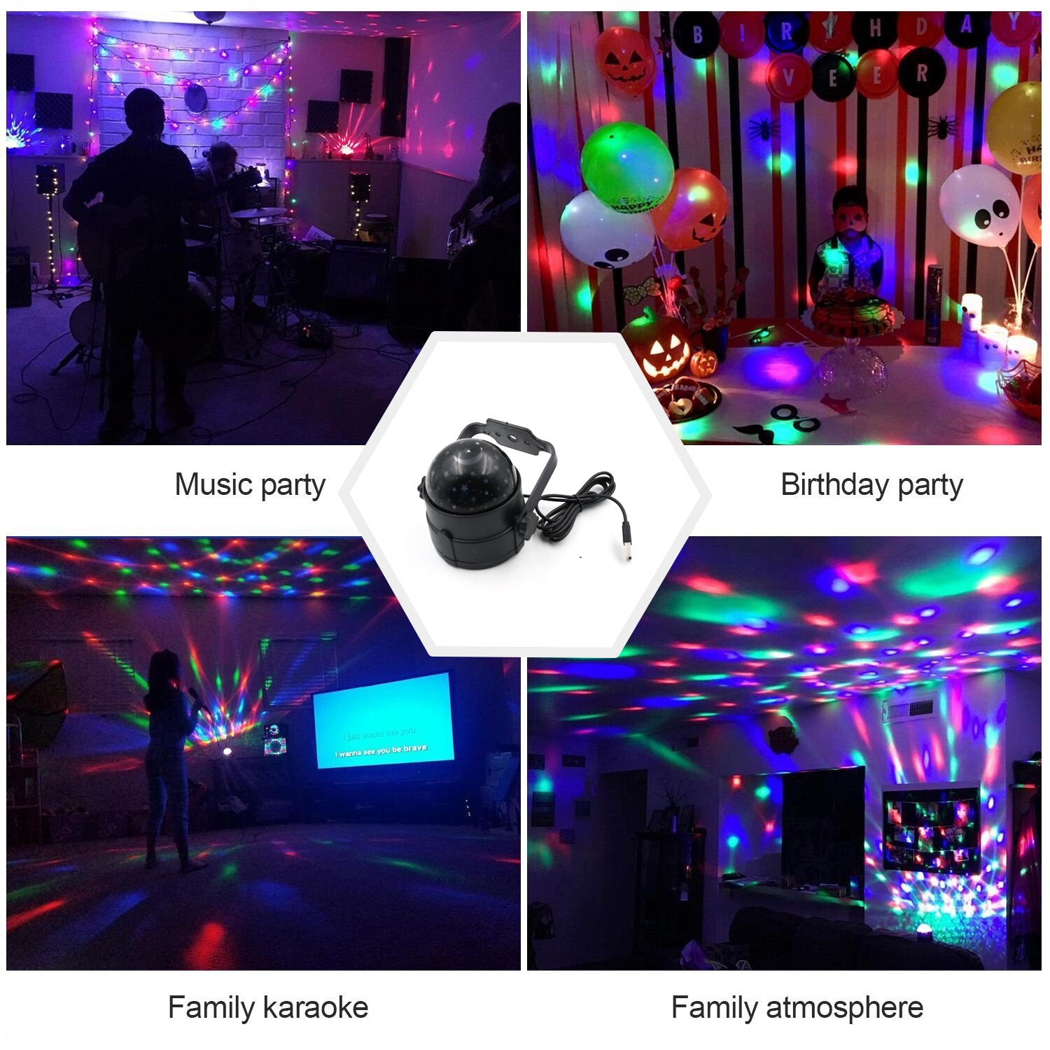 DJ Light Party Disco Light for Home Party, Led Disco Ball Colors Pattern & Modes Dancing Light for Room Rotating Bulb Magic Lights for Diwali, Wedding Holiday Party, Party Gift Kids Birthday - Image 6