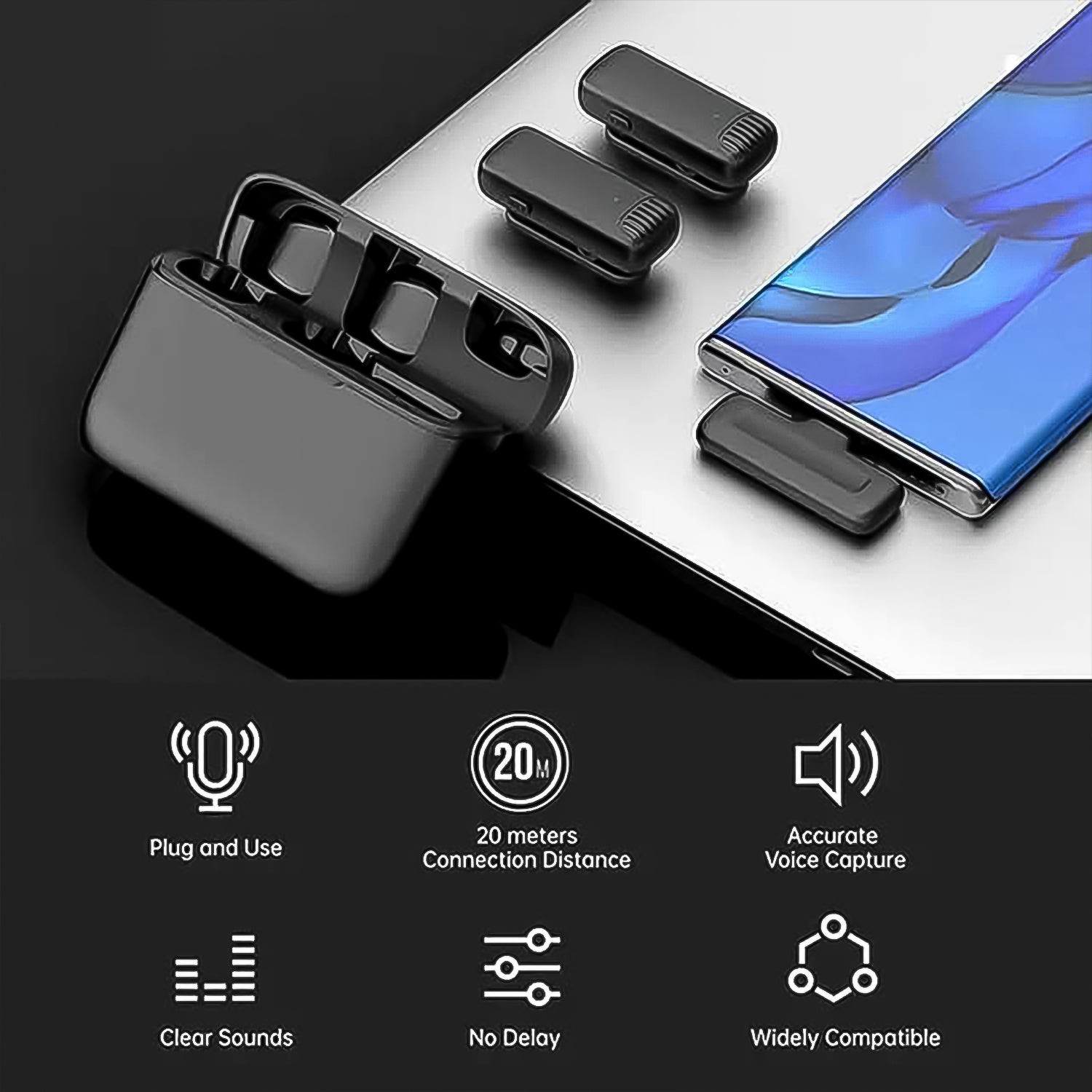 Wireless Microphones, Collar Mic for All Smart Phone / Type-C (1 Set) - Image 6