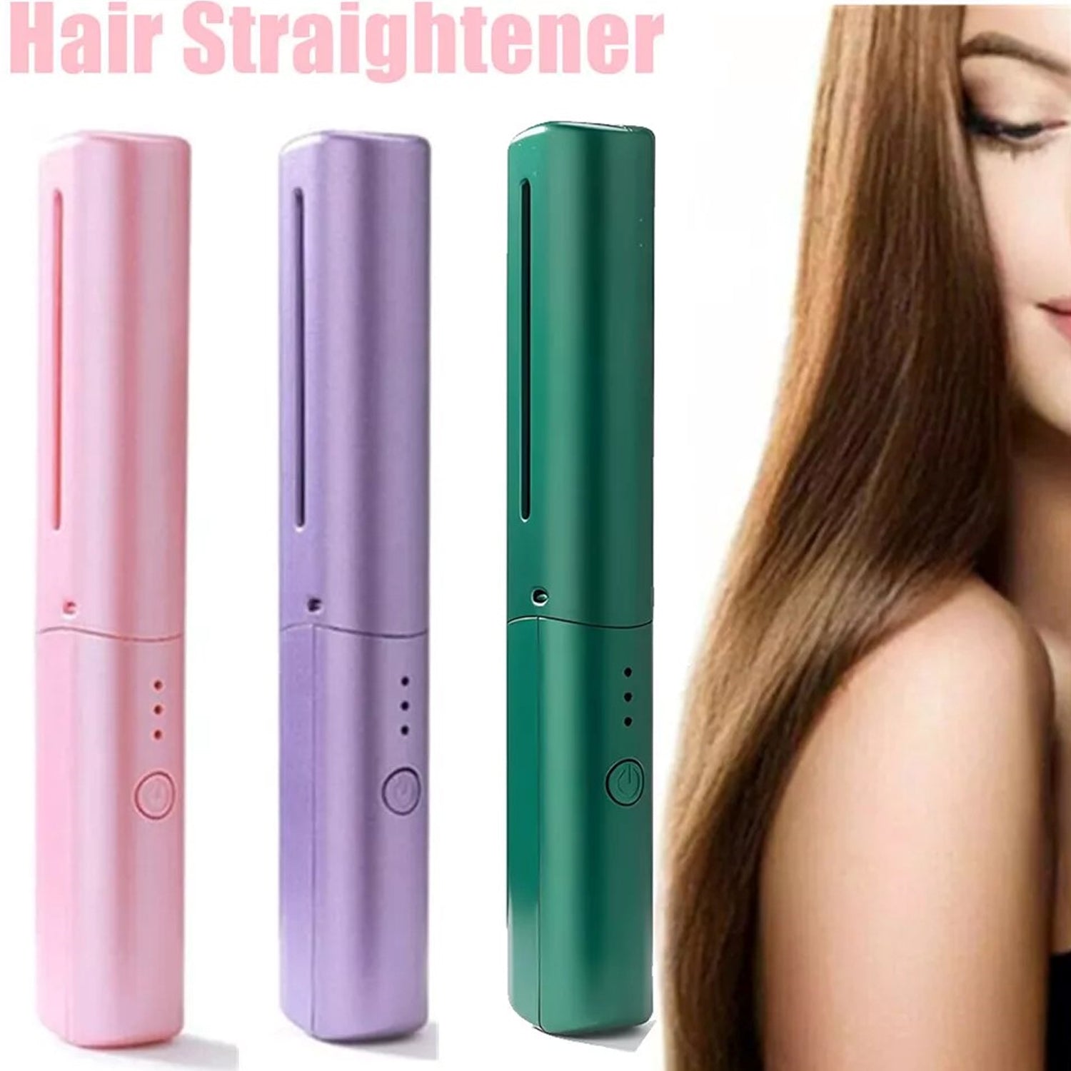 Rechargeable Mini Hair Straightener, Travel Portable USB Charging Cordless Hair Straightener Bursh, Three Temperature Adjustments Flat Iron Comb (1 Pc) - Image 8