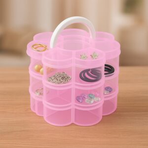 3-Layer Transparent Plastic Flower-Shaped Storage Box with 9 Grids