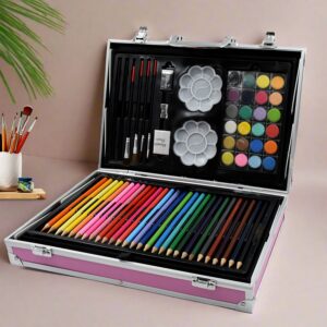17980Â Professional Art Set-Drawing Painting Sketching Coloring Kids Set All in 1 Art Case Perfect for Kids with Unicorn Design Case, Shading Crayons Oil Pastels Color Set Watercolor Cakes Paint Brush Sharpener Eraser (145 Pcs Set)