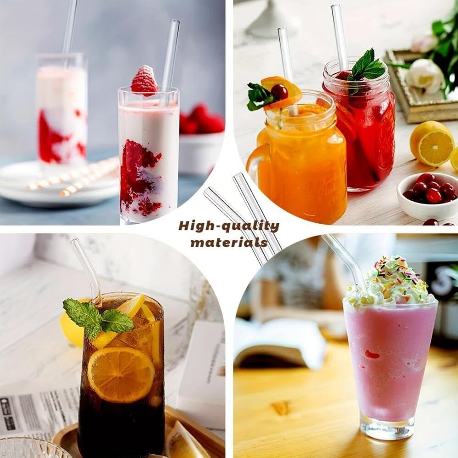Reusable Glass Straws Clear Glass Drinking Straw 5Pc - Image 7