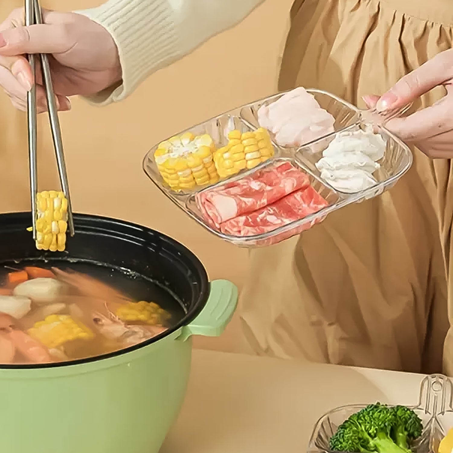 Plastic Kitchen Trays for Serving (4 Compartment / 1 Pc) - Image 7