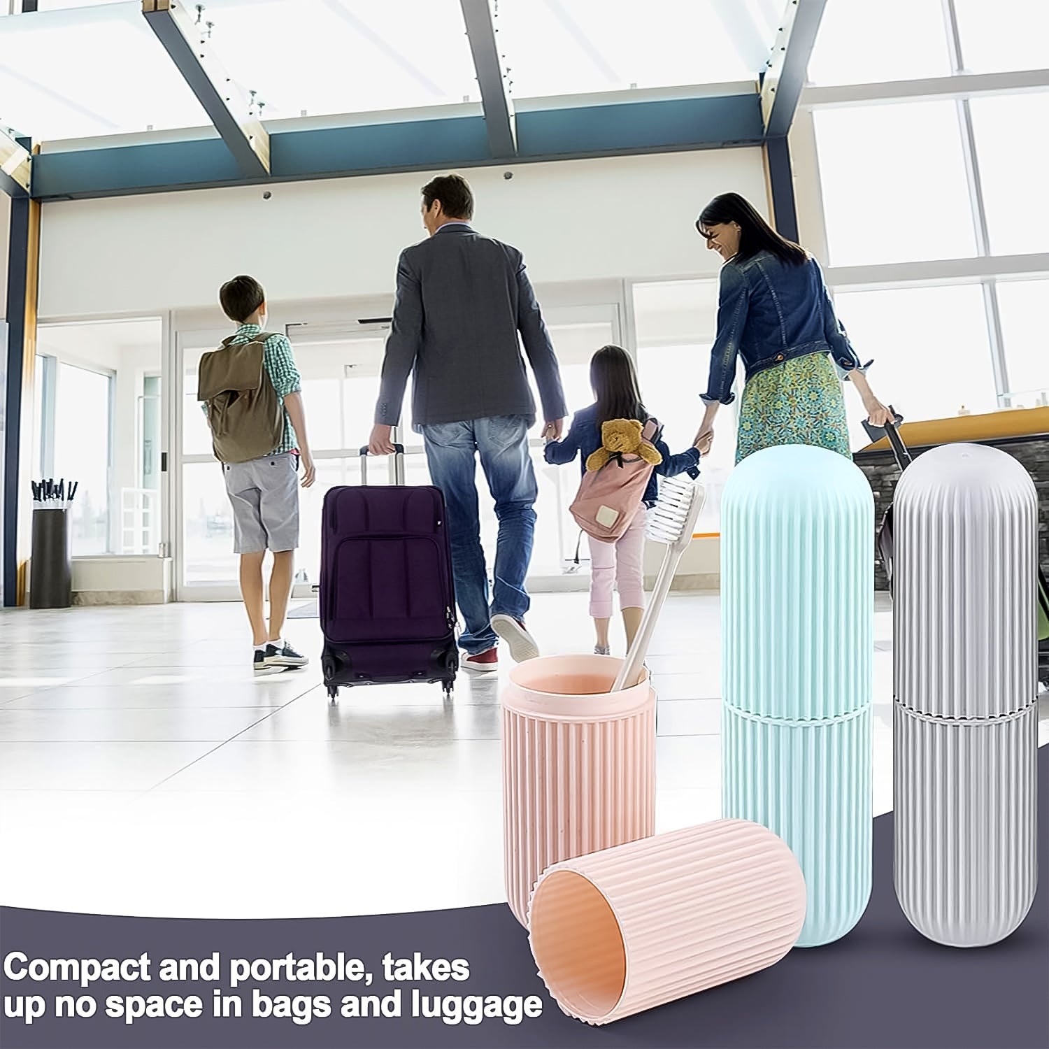 Capsule Shape Travel Toothbrush Toothpaste Case Holder (Multicolor / 3 Pcs Set) - Image 7