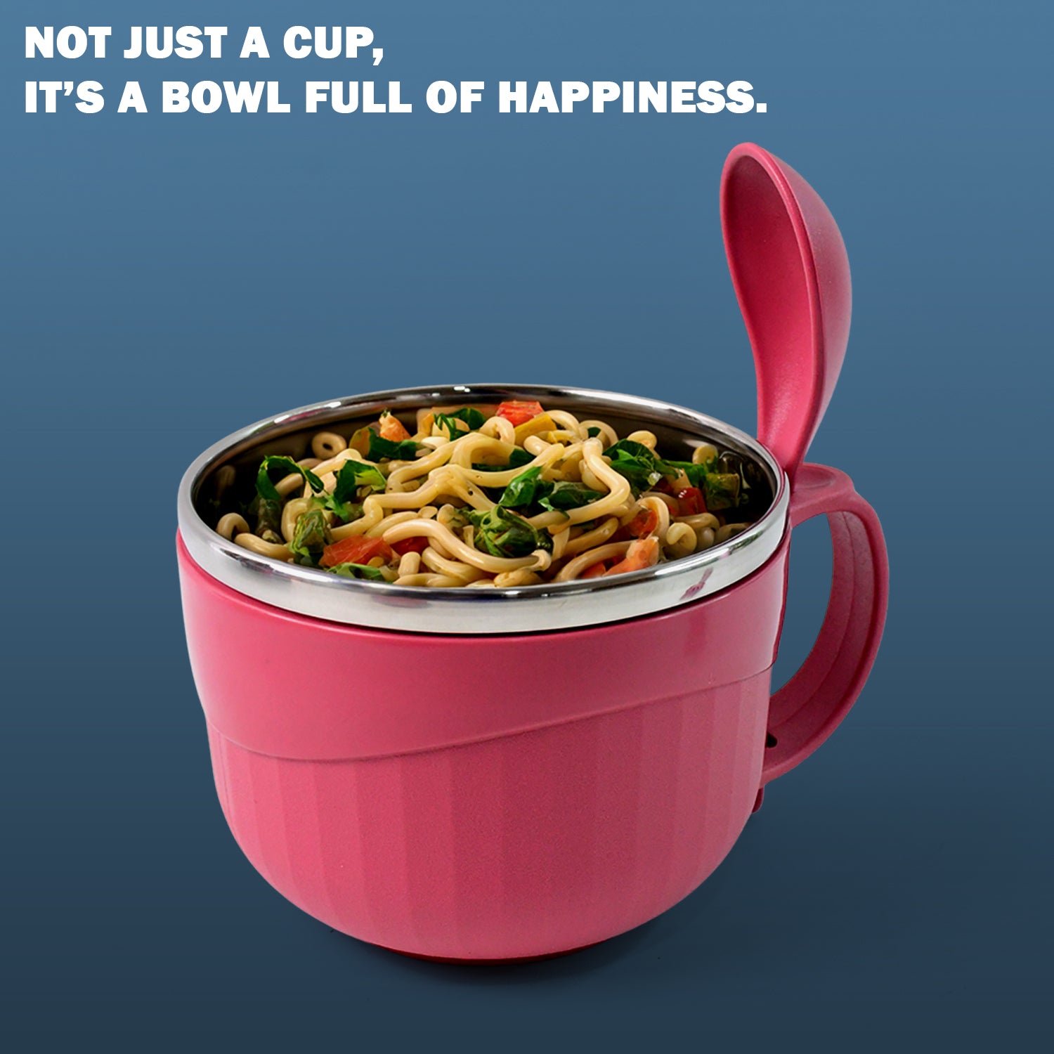 Apex Premium 700 ML Multipurpose Noodle Bowl with Handle, Lid and Fork - Image 4