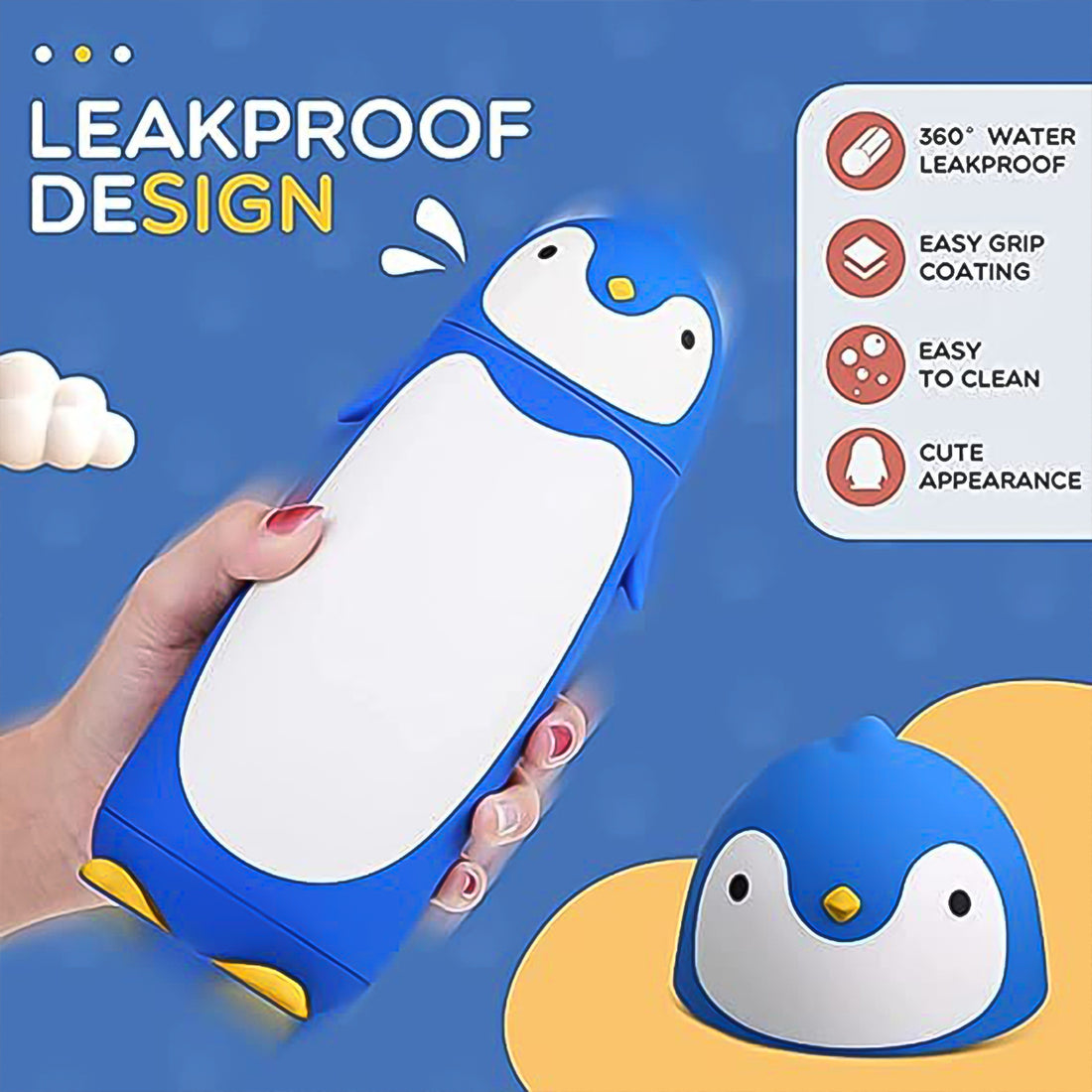 Penguin Water Bottle Penguin Cartoon Water Bottle Funny Travel Mug Insulated, Inner glass Vacuum Water Bottle - 01 - Image 3