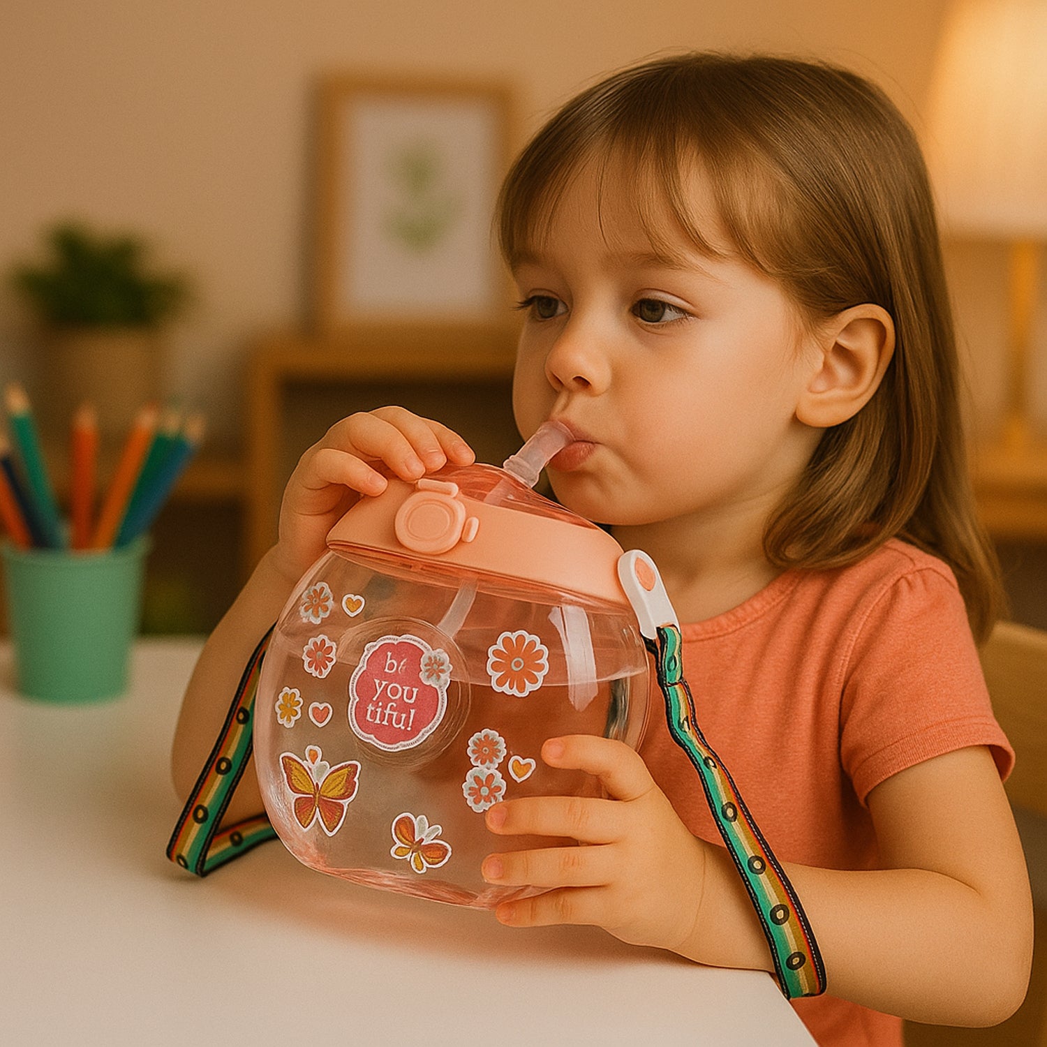 Round Belly Shape Kids Water Bottle (400Ml / 1 Set ) - Image 3