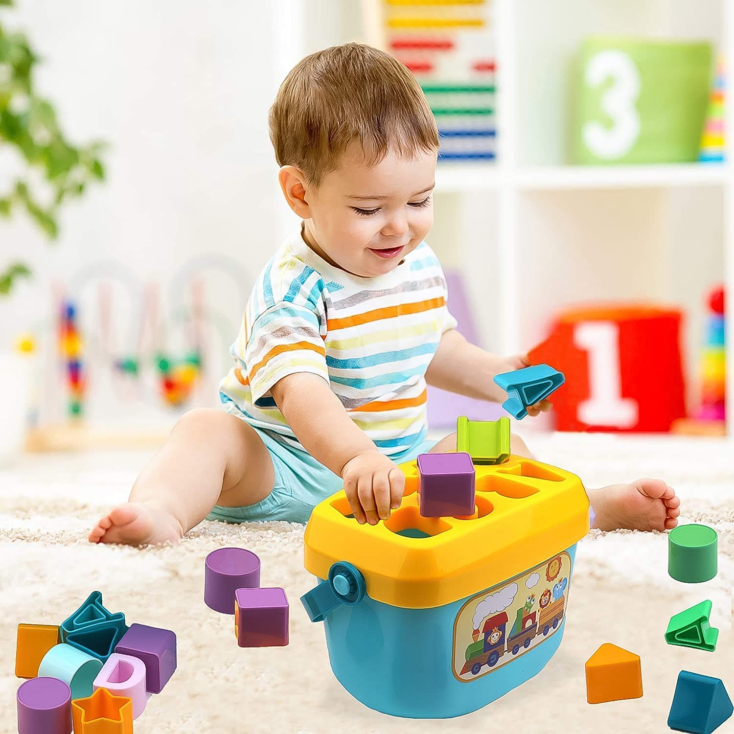 Baby First Block Set for Kids Non-Toxic Abcd Geometric Shape Sorting & Stacking Toy (1 Set) - Image 6