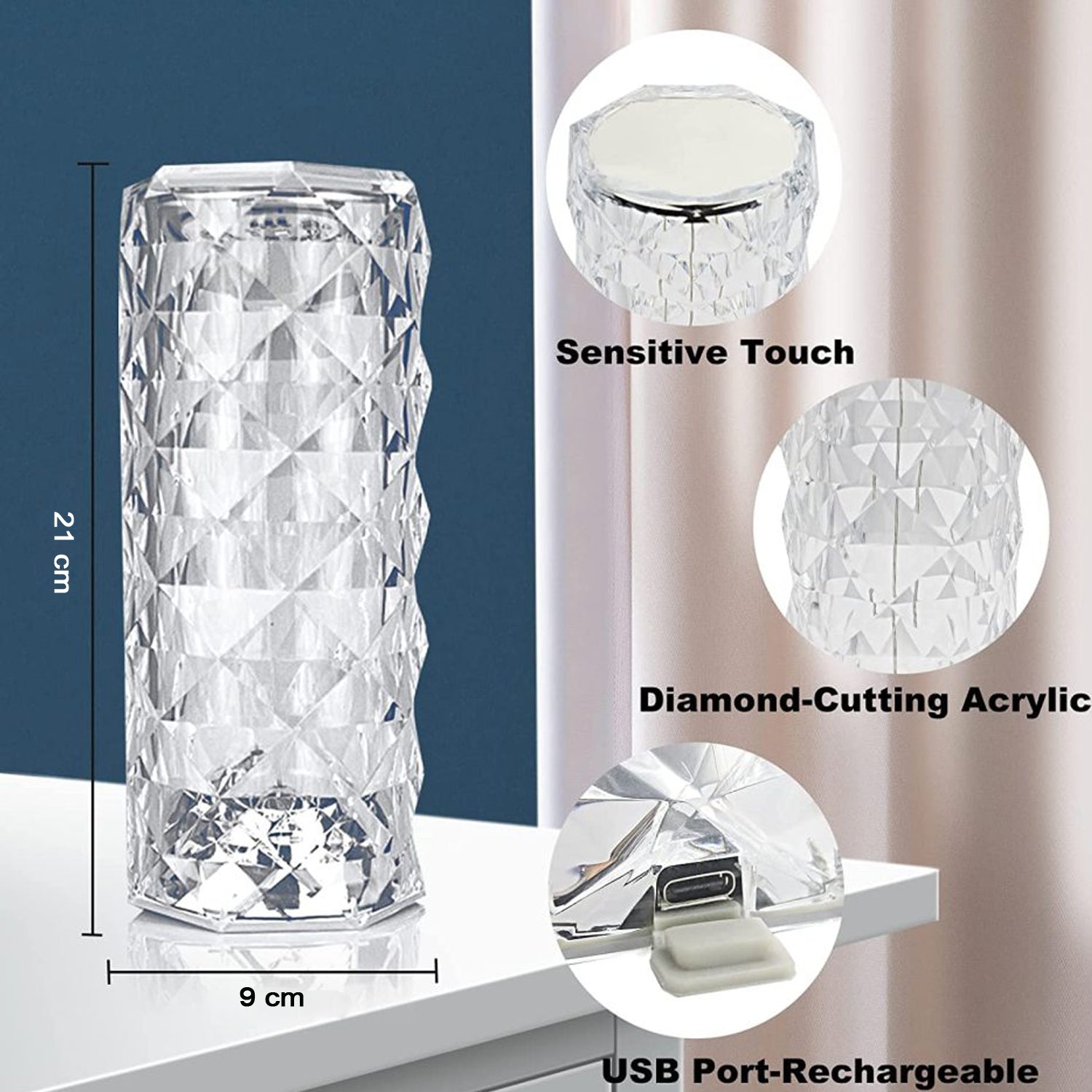 Crystal Touch Night Light for Bedroom Decor (16 Colors, Remote, USB) - Image 5