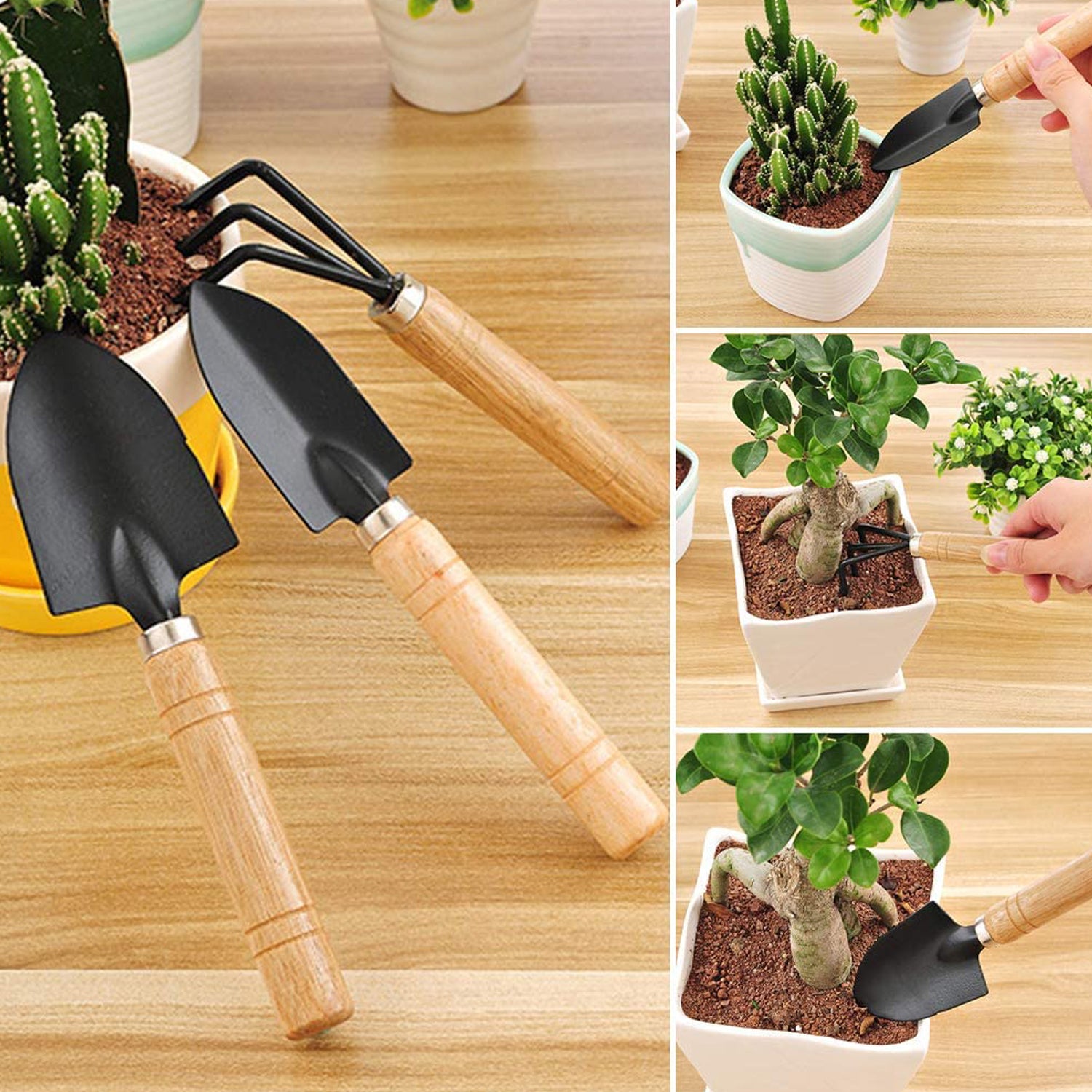 Garden Tool Kit Durable Hand Tools Set with Wooden Handle (3 Pc) - Image 8