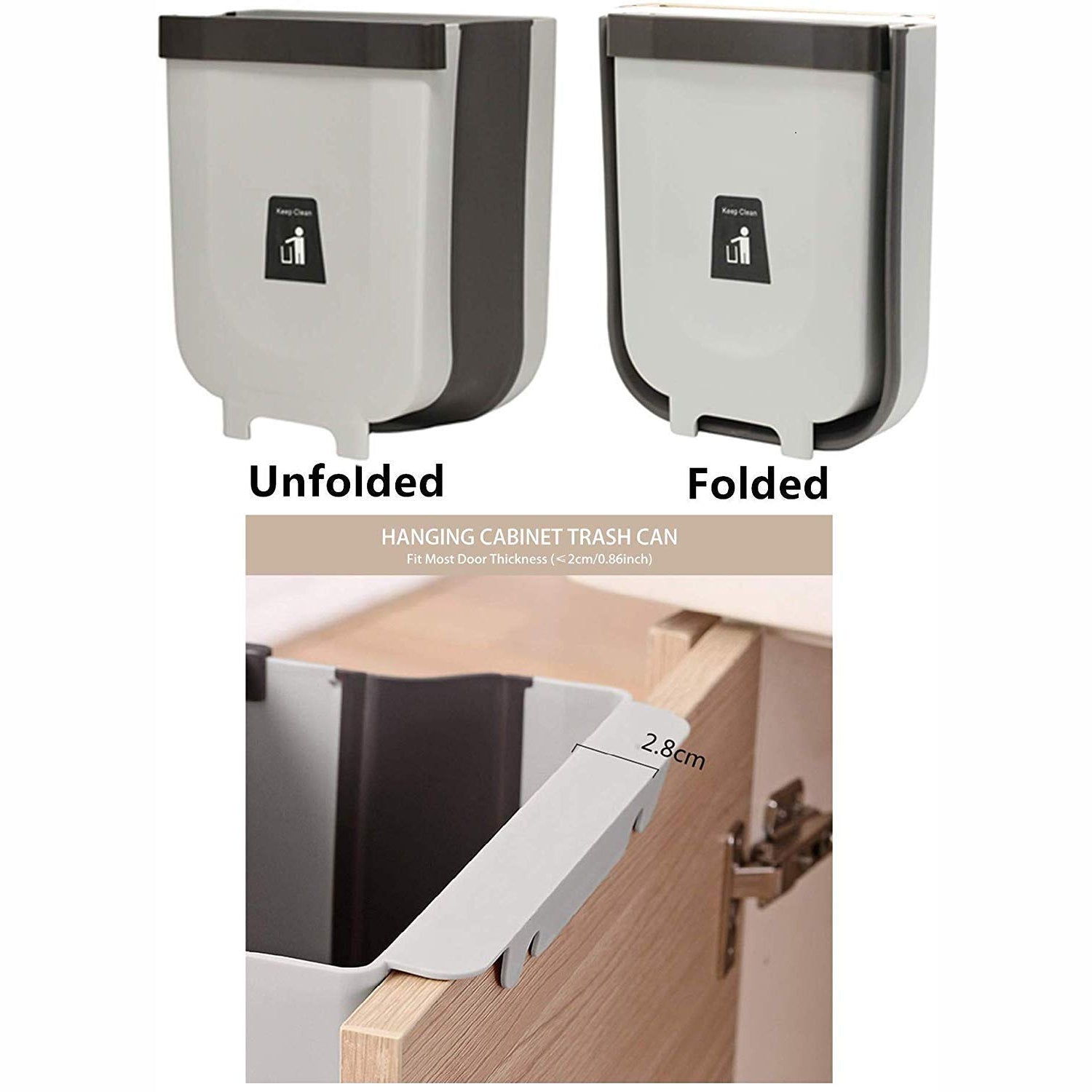 Hanging Trash Can for Kitchen Cabinet Door, Small Collapsible Foldable Waste Bins, Hanging Trash Holder for Bathroom Bedroom Office Car, Portable. - Image 6