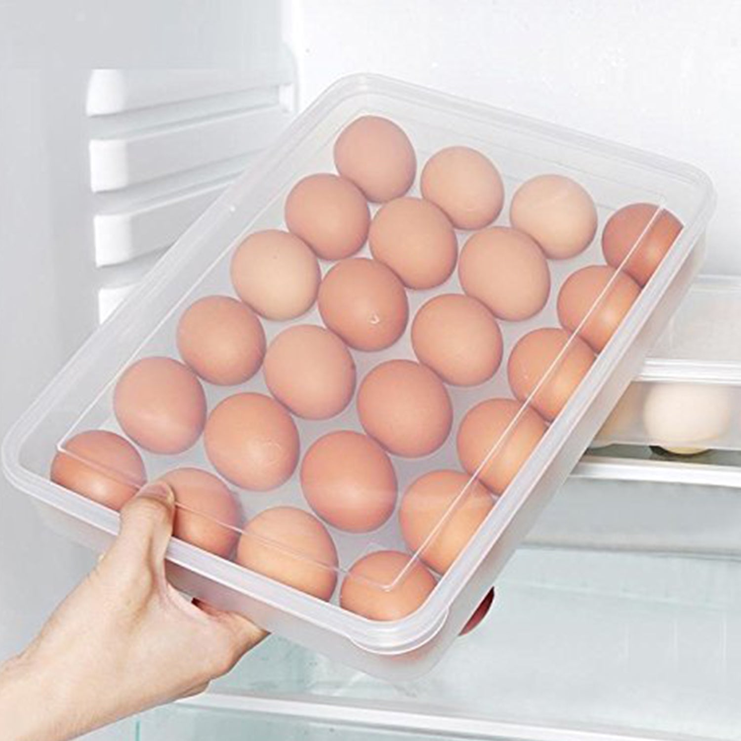 Plastic Egg 24 Grid Storage Container Holder for Refrigerator Egg Tray Holds 24 Eggs (1 Pc) - Image 4