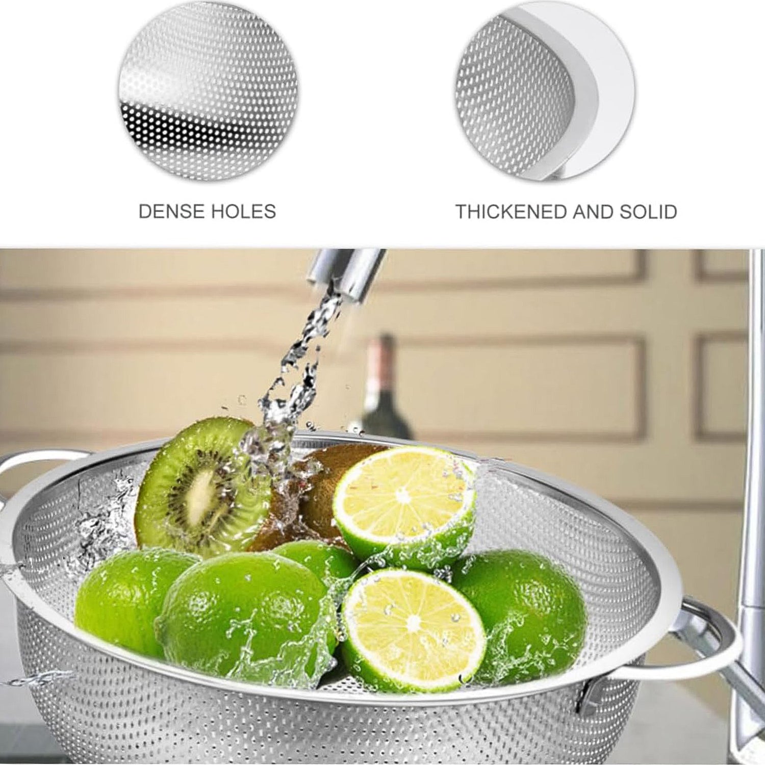 Stainless Steel Rice Vegetables Washing Bowl Strainer Collapsible Strainer. - Image 7
