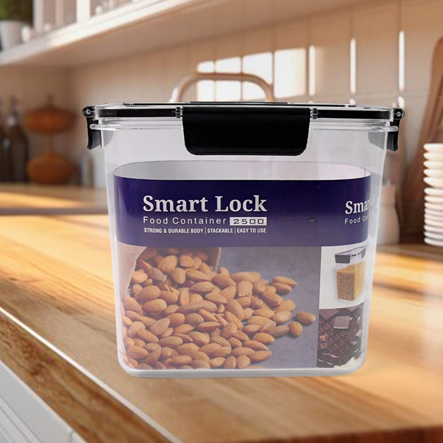 Food Storage Container Airtight Plastic Container with Easy Snap Lids (2500ml / 1 Pc) - Image 3