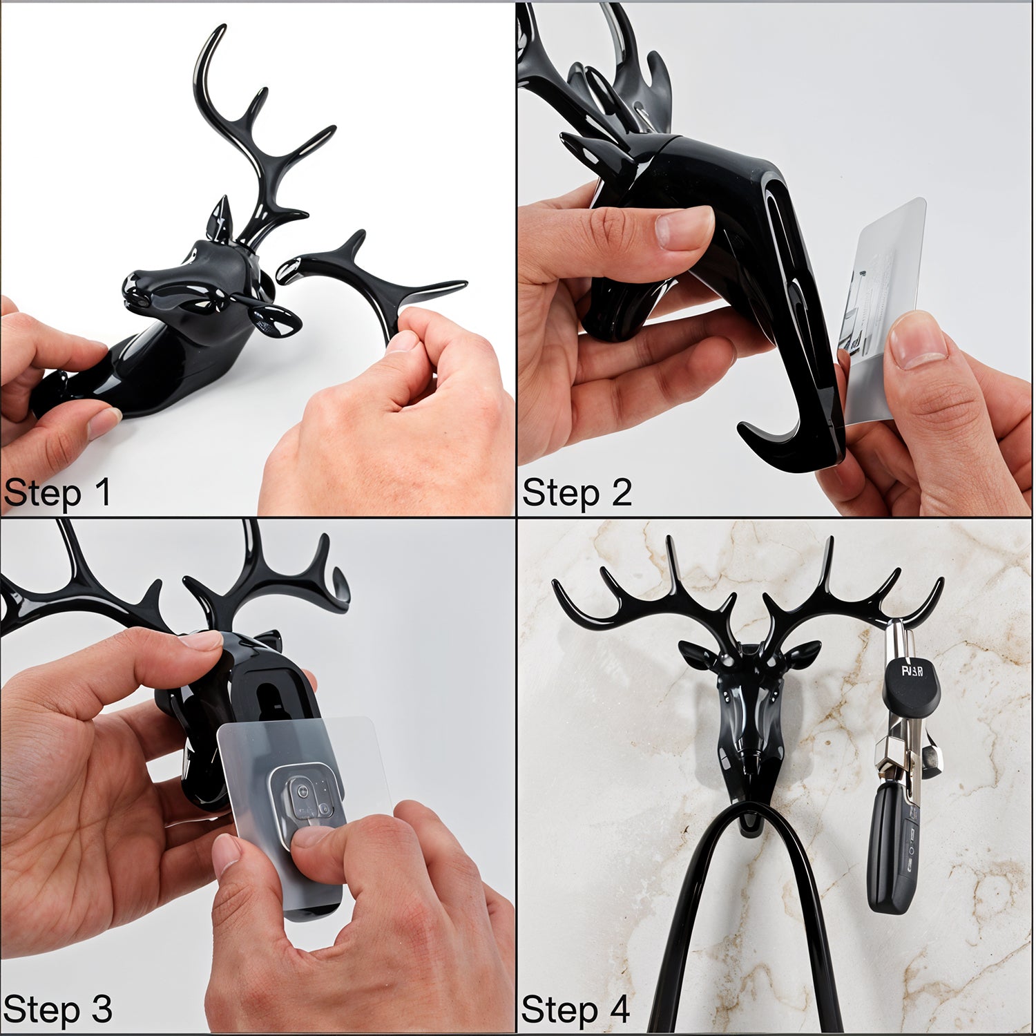 Deer Head Self Adhesive Wall Door Hook Hanger - Image 7