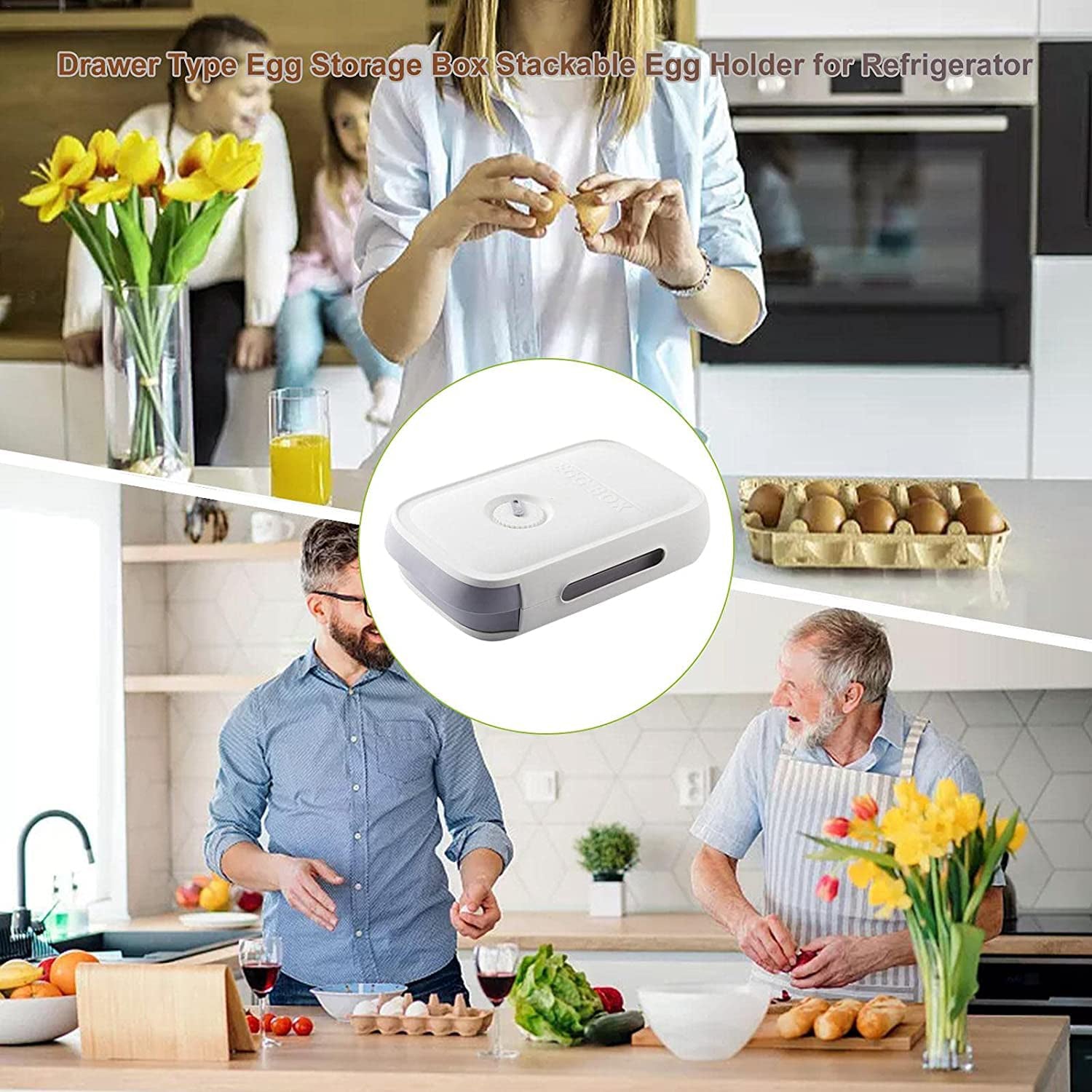 Egg Storage Box Plastic Egg Drawer Fridge Egg Organizer Egg Keeper Refrigerator Egg Drawer Plastic Egg Carton Covered Egg Holder Pantry Egg Bin Household Egg Tray (1 Pc) - Image 7