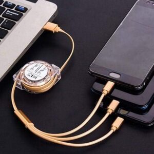 Retractable 3-in-1 Charger Cable for Phones & Android (1 Pc, Multi-USB)