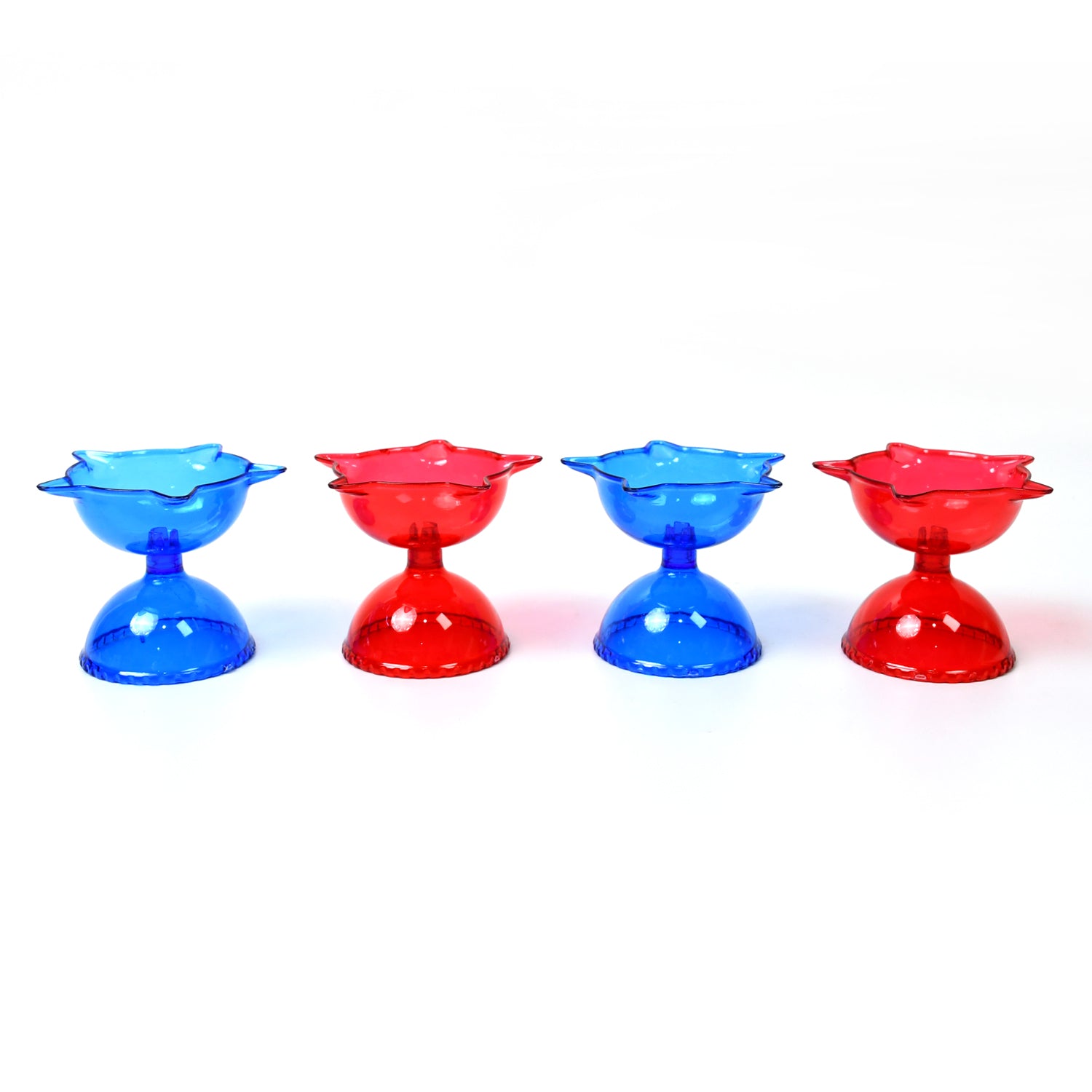 Colourful Reflection Diya Combo Plastic Candle Cup with Multi Shape, Diwali (4 Pcs Set) - Image 6