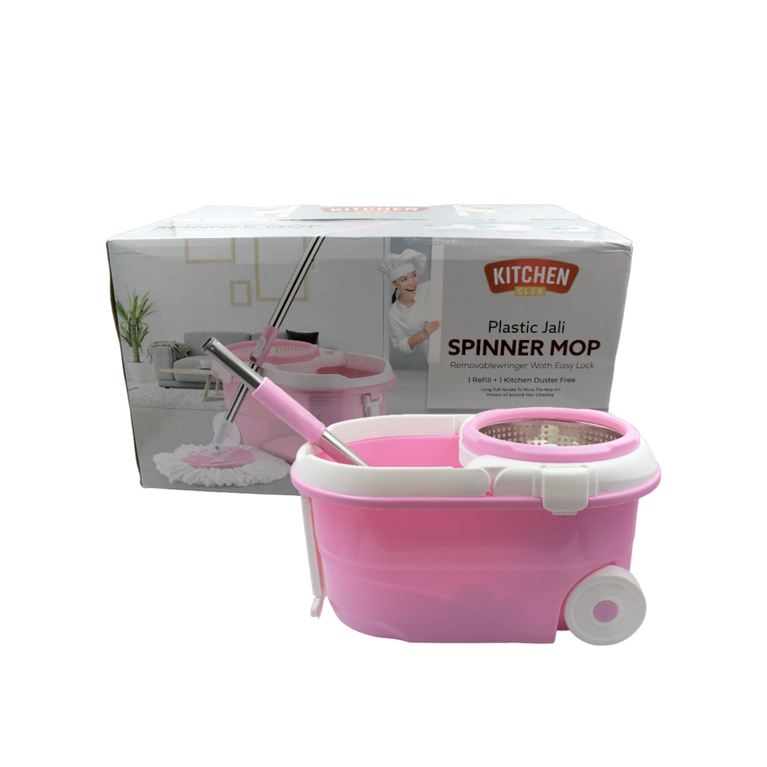 Spin Mop with Bucket for Floor Cleaning - Magic Mop Set with Steel Spin, Mop Stick, and Bucket for Home & Office - Image 4