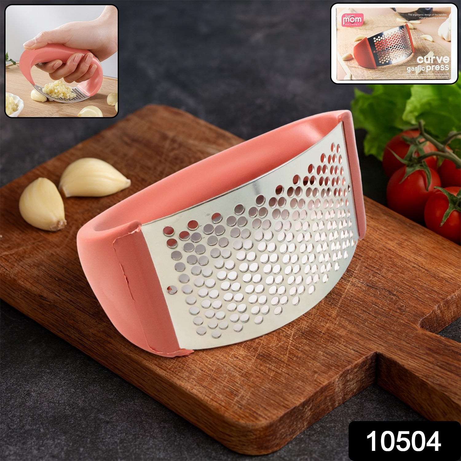 Supermom Premium Curve Garlic Press Crusher (1 Pc) - Image 2