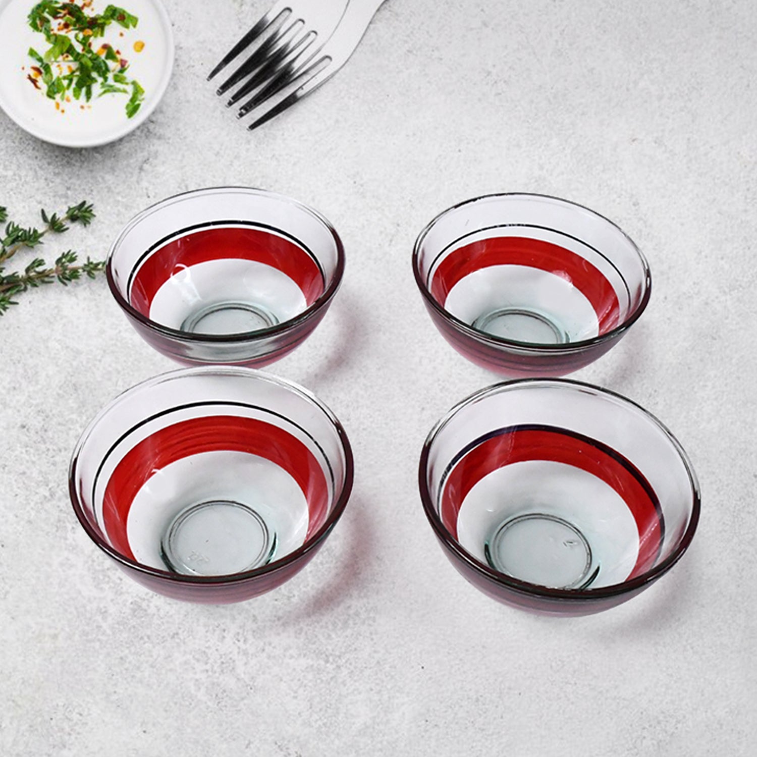 Healthy Choice Set Of 4pc Ceramic Cup And 4pc Glass Bowl With Plastic Plate (9 Pcs Set) - Image 3