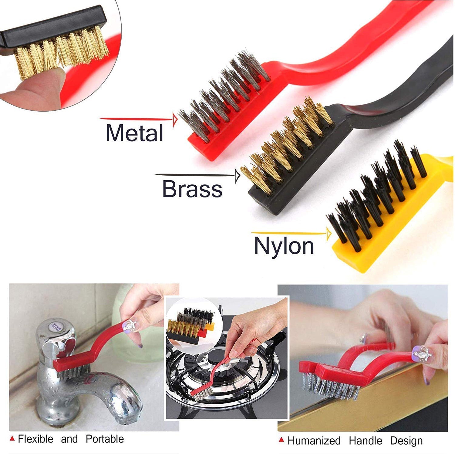 3-Piece Mini Wire Brush Set: Tackle Tough Cleaning Jobs (Multi-Material) - Image 9